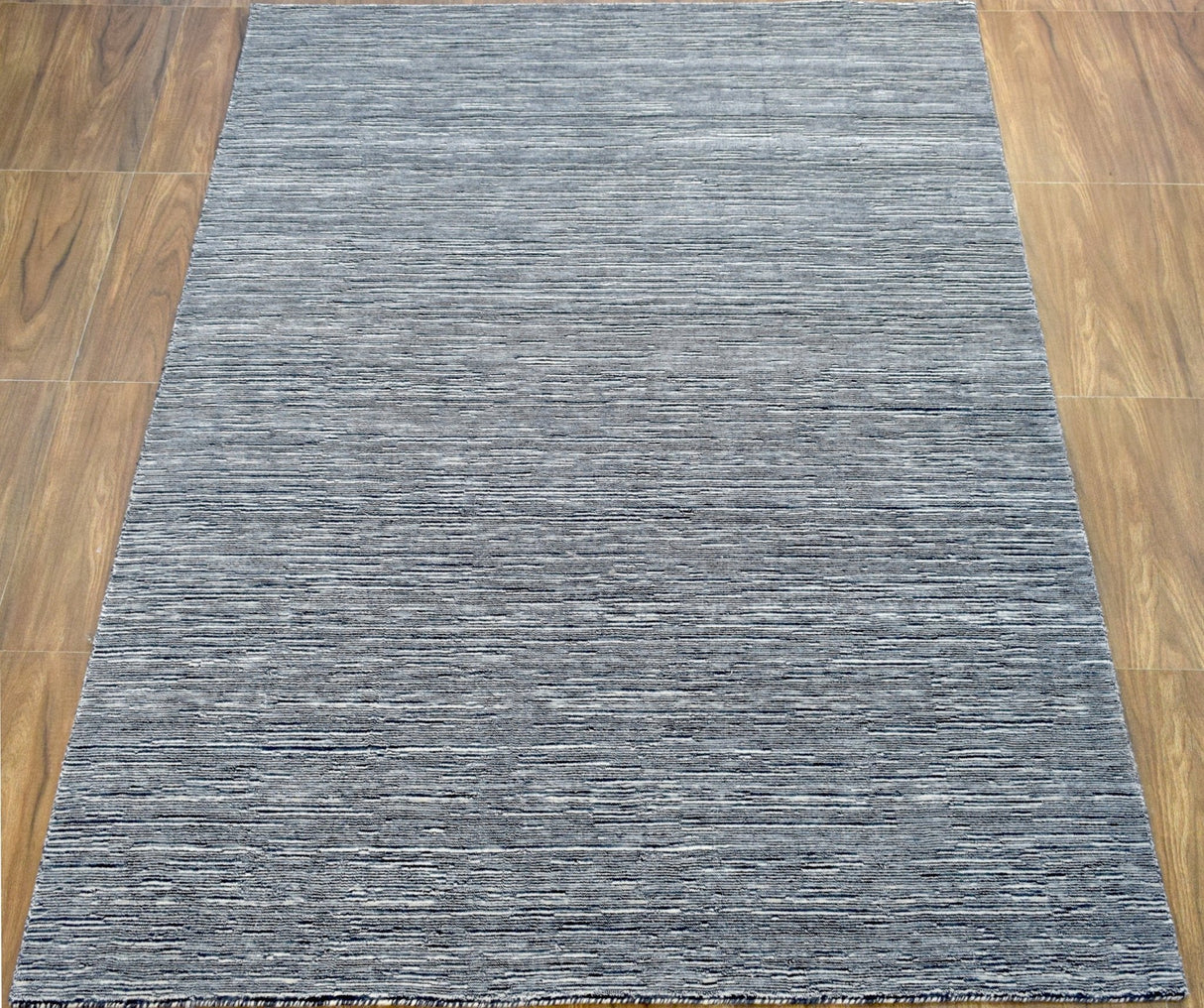 5x8 Solid Gray Rug | Handmade Wool & Viscose Area Rug | TRD1007158