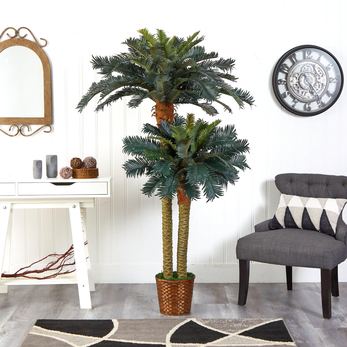 6' & 4' Sago Palm Double Potted Silk Tree-Parc Decor