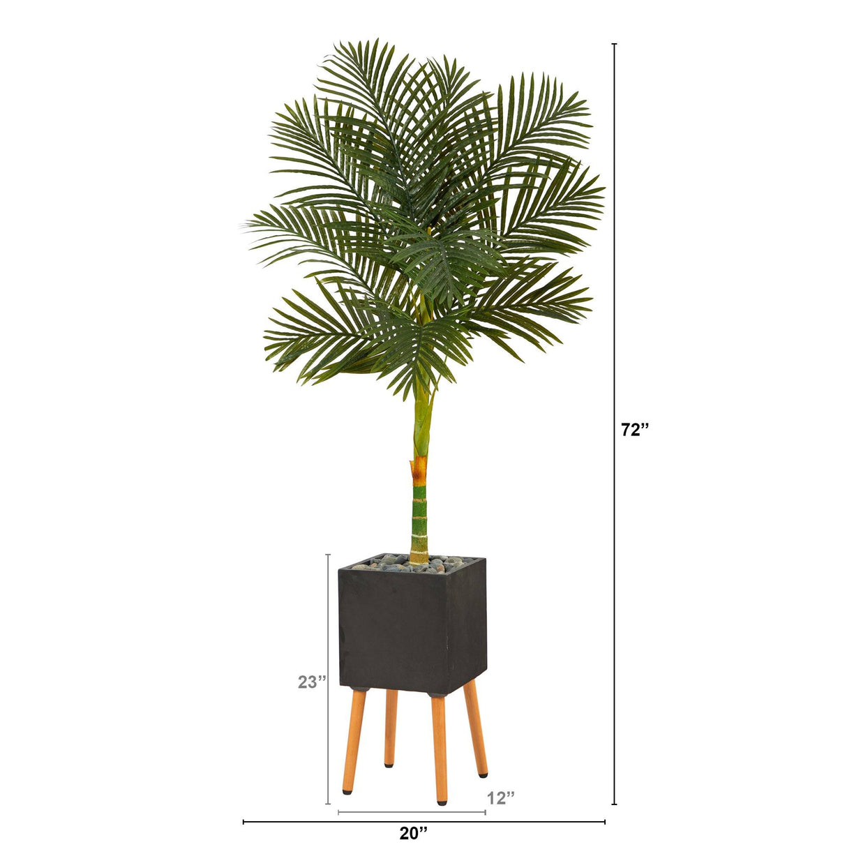 6’ Artificial Golden Cane Palm Tree in Black Planter with Stand-Parc Decor