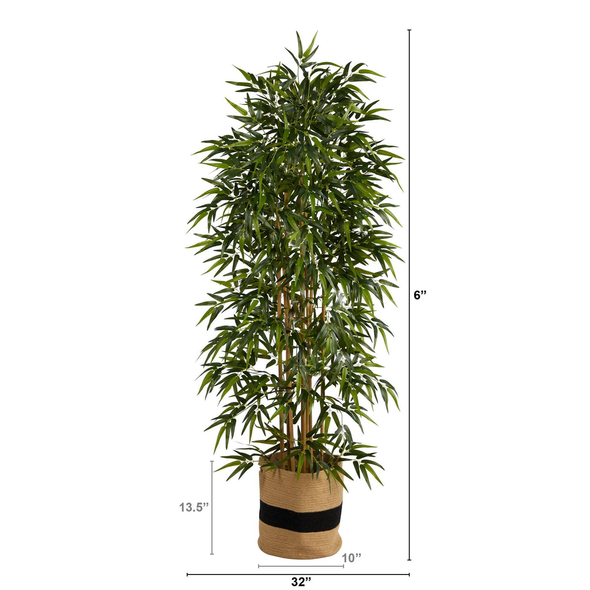6' Bamboo Artificial Tree with 1024 Bendable Branches in Handmade Natural Cotton Planter-Parc Decor
