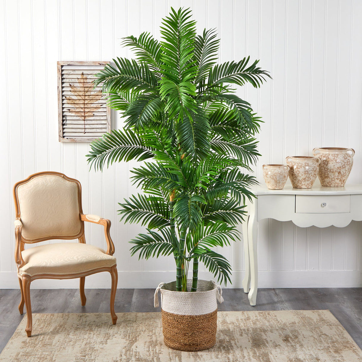 6’ Curvy Parlor Artificial Palm Tree in Handmade Natural Jute and Cotton Planter-Parc Decor