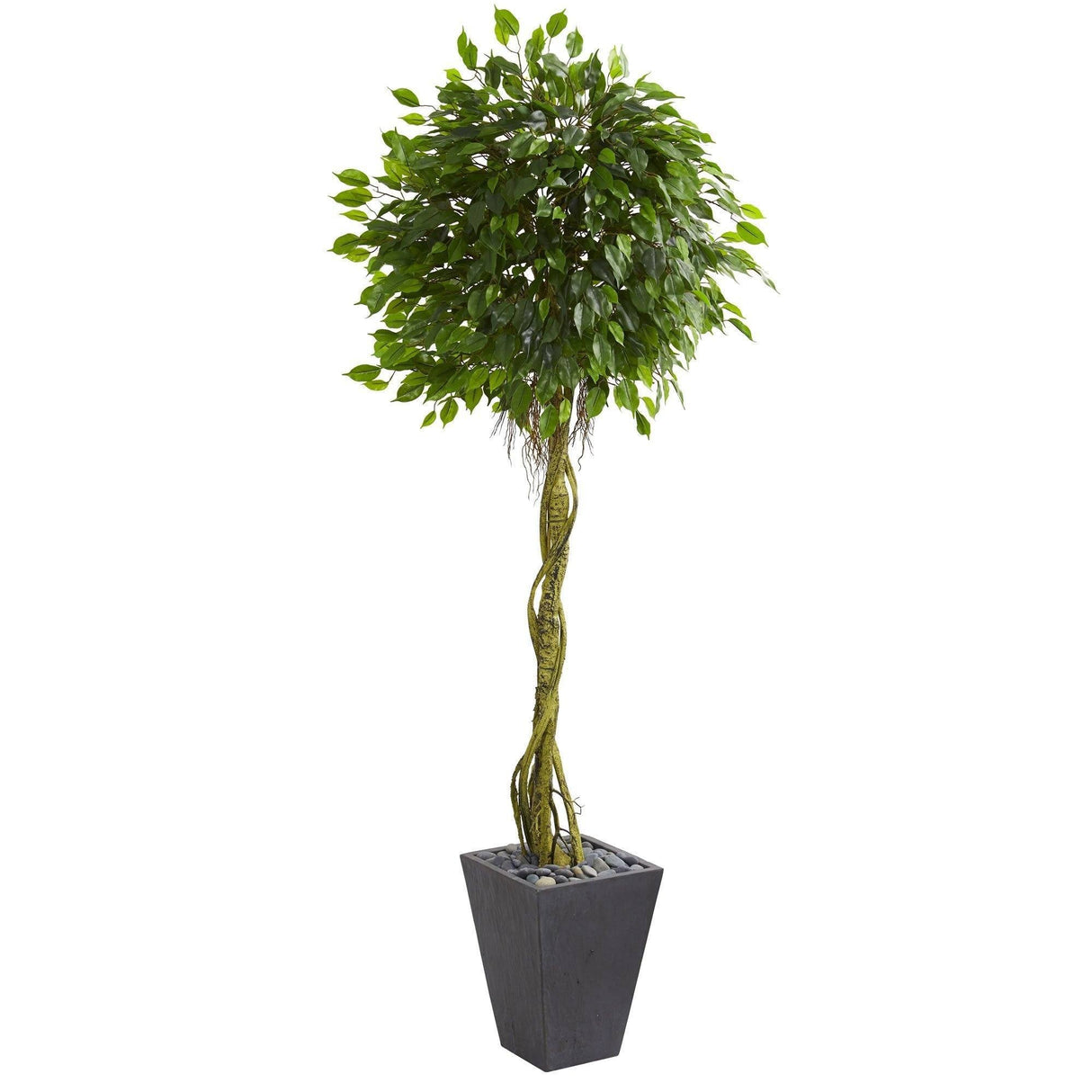 6’ Ficus Artificial Tree in Slate Planter (Indoor/Outdoor)-Parc Decor