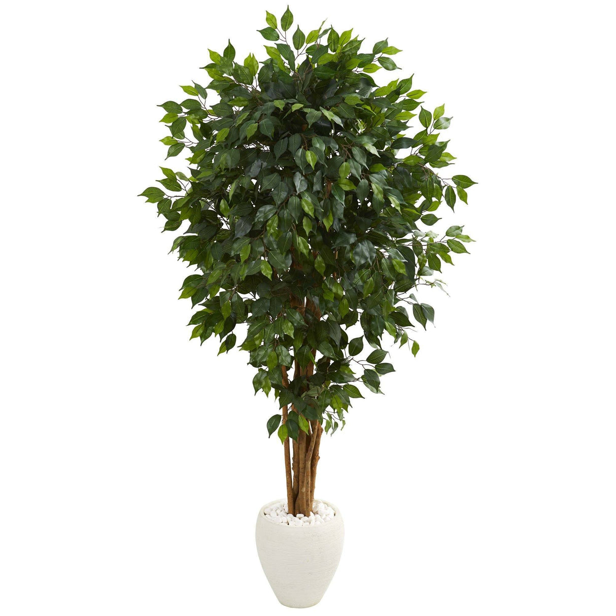 6’ Ficus Artificial Tree in White Planter-Parc Decor