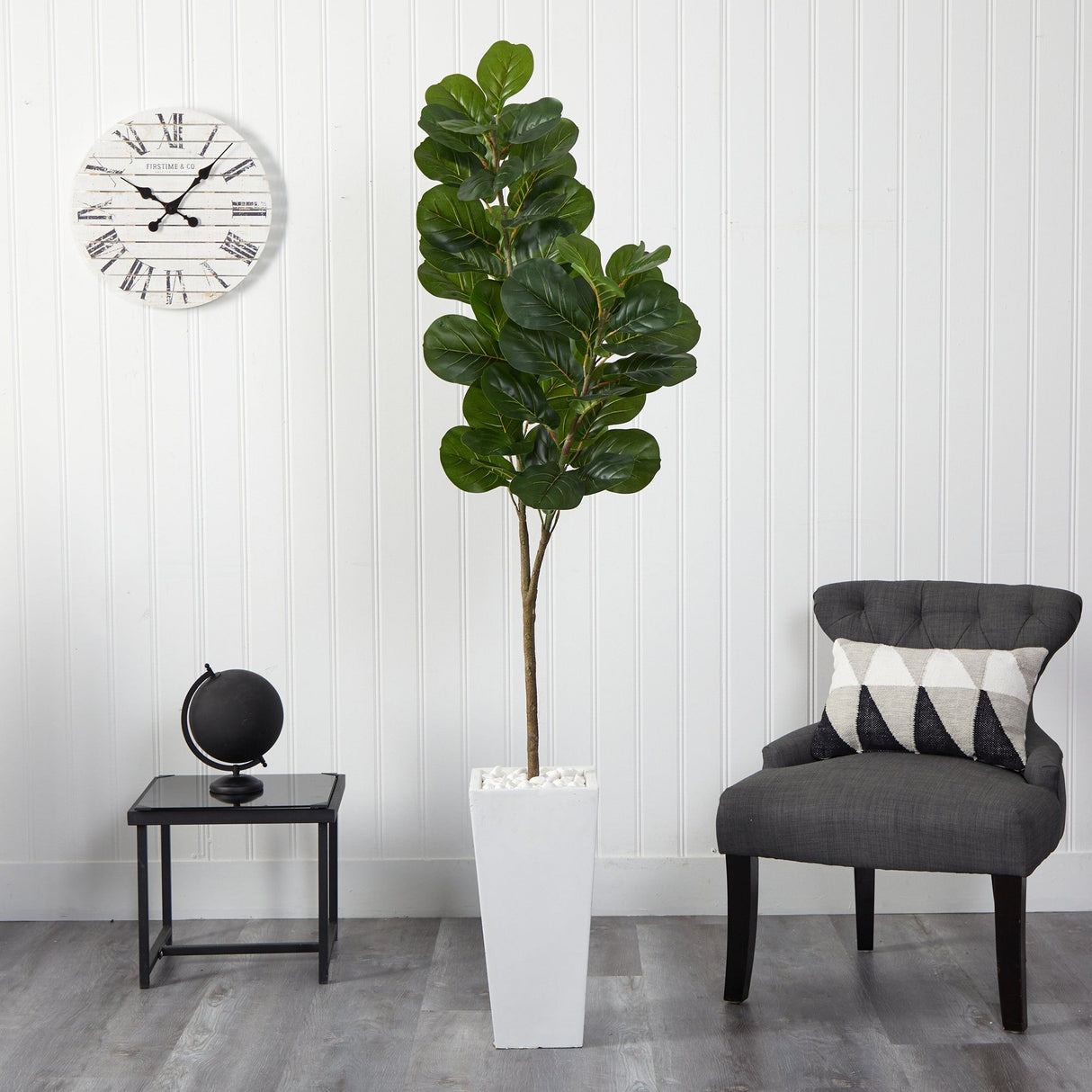 6’ Fiddle leaf Fig Artificial Tree in Tall White Planter-Parc Decor