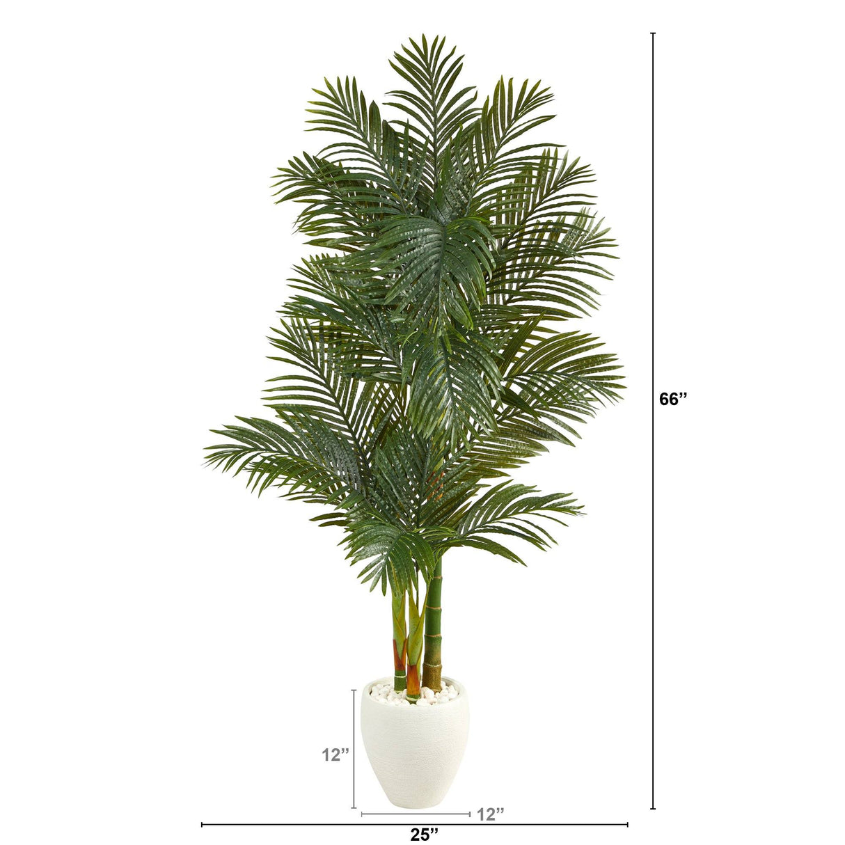 6’ Golden Cane Artificial Palm Tree in White Planter-Parc Decor