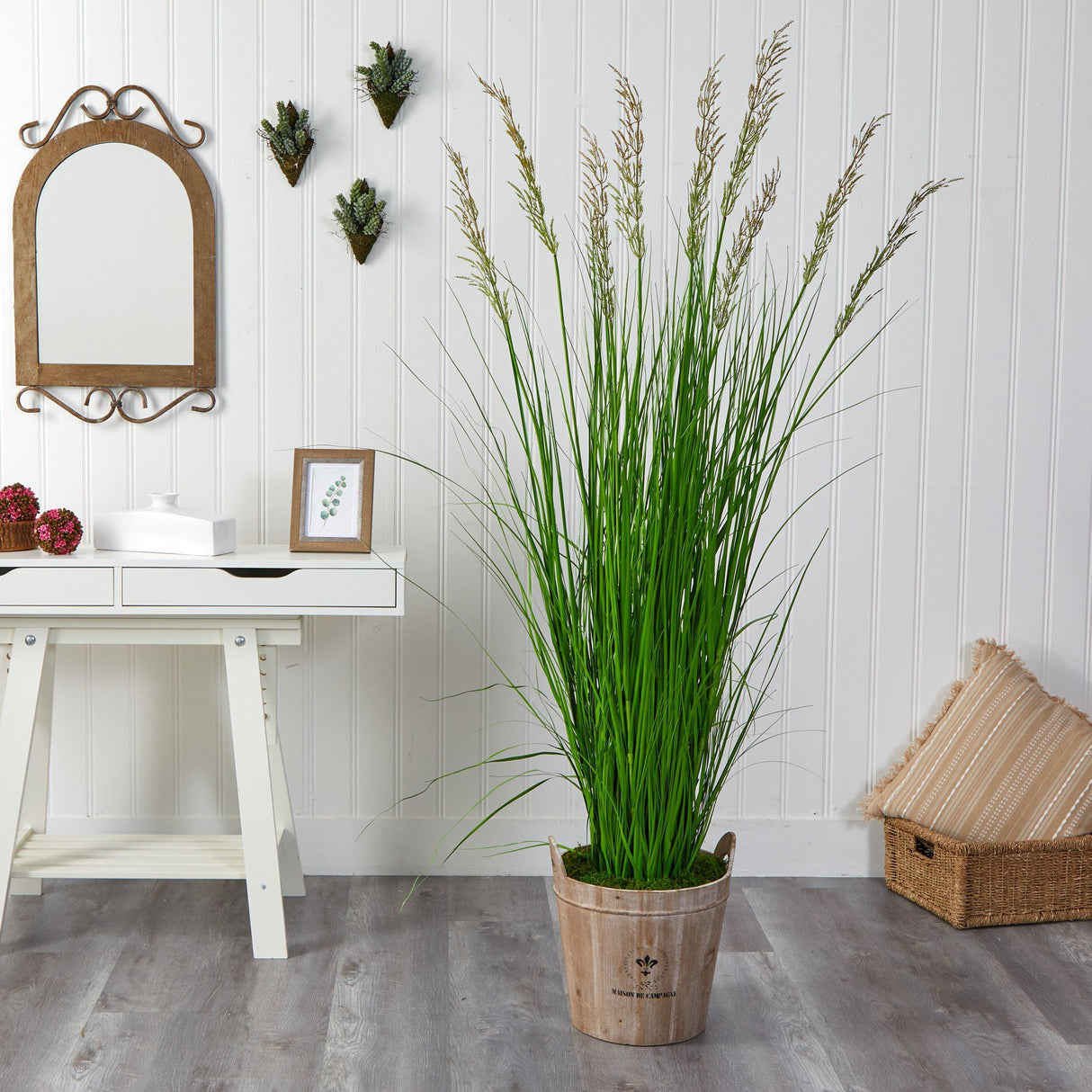 6’ Grass Artificial Plant in Farmhouse Planter-Parc Decor