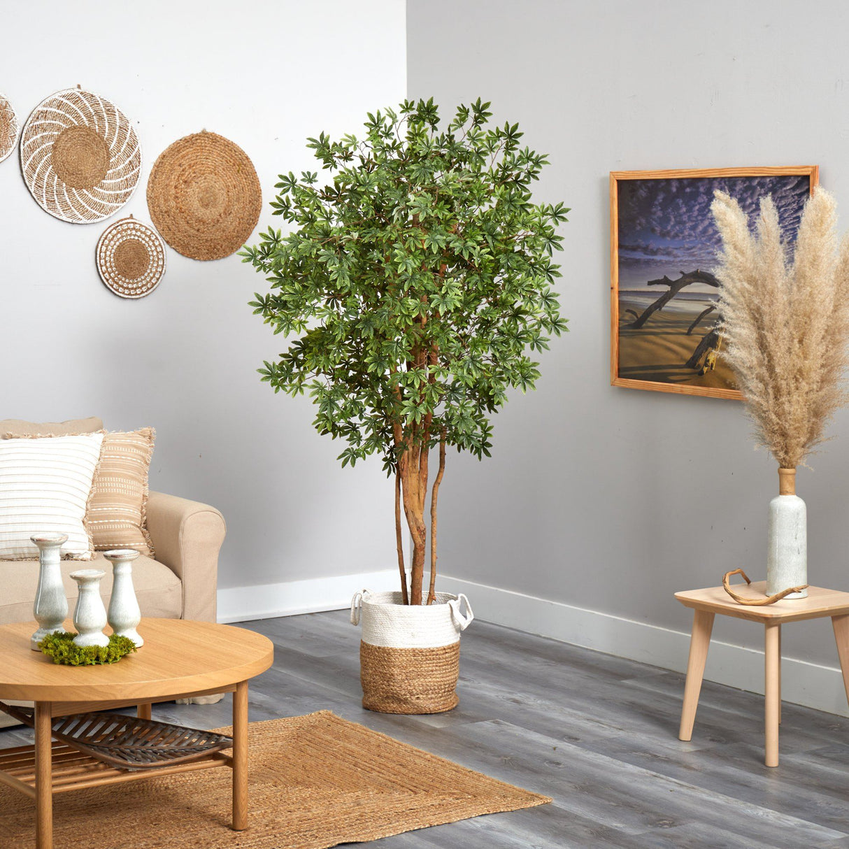6’ Japanese Maple Artificial Tree in Handmade Natural Jute and Cotton Planter-Parc Decor