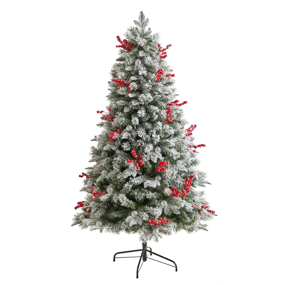 6' Snow Tipped Norwegian Fir Pre-Lit Tree with 200 LED Lights, 50 LED Globe Lights-Parc Decor