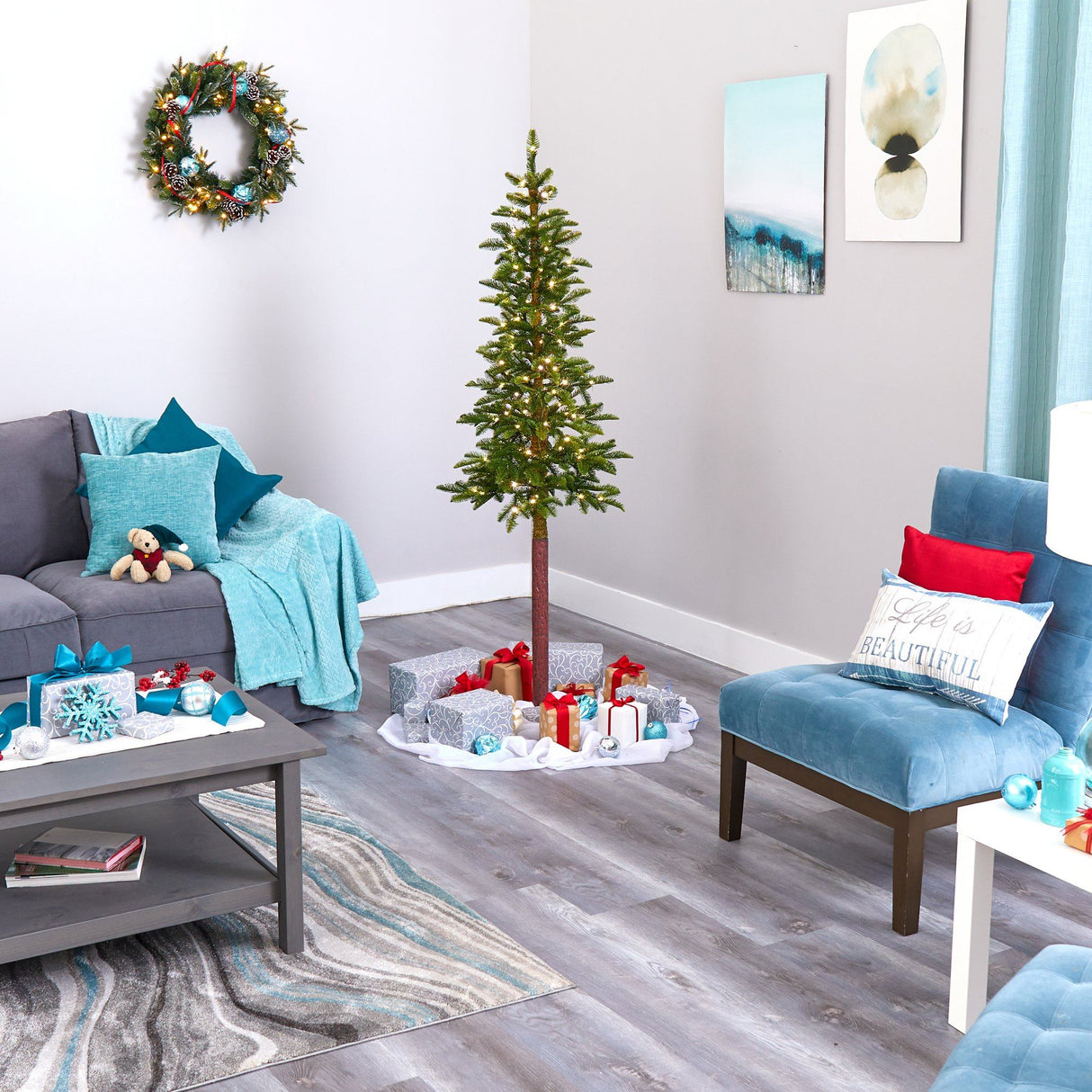 6’ Alaskan Alpine Artificial Christmas Tree with 100 Clear Microdot (Multifunction) LED Lights and 112 Bendable Branches-Christmas Tree-Parc Decor