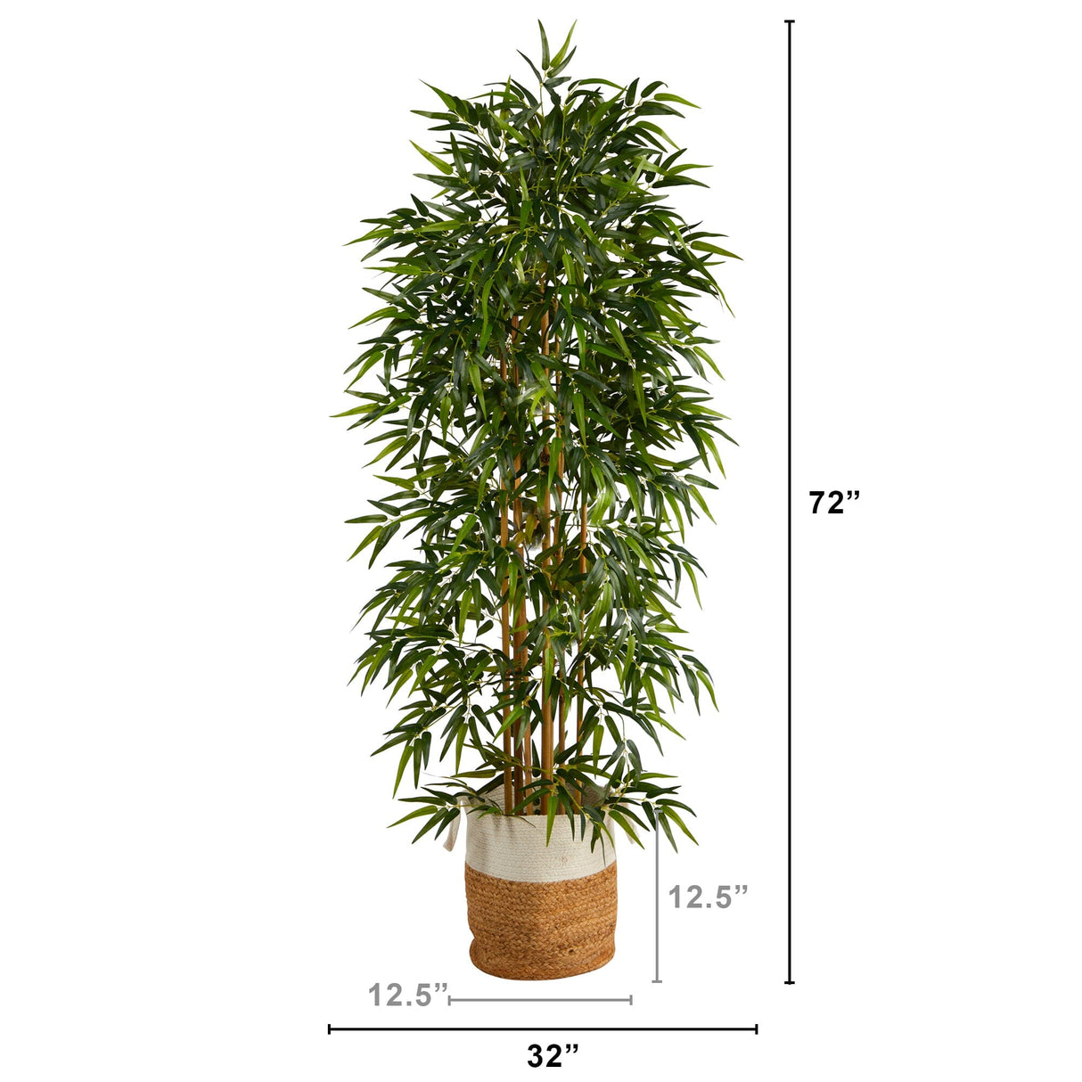 6' Artificial Bamboo Tree with Handmade Jute & Cotton Basket-Plant in Planter-Parc Decor