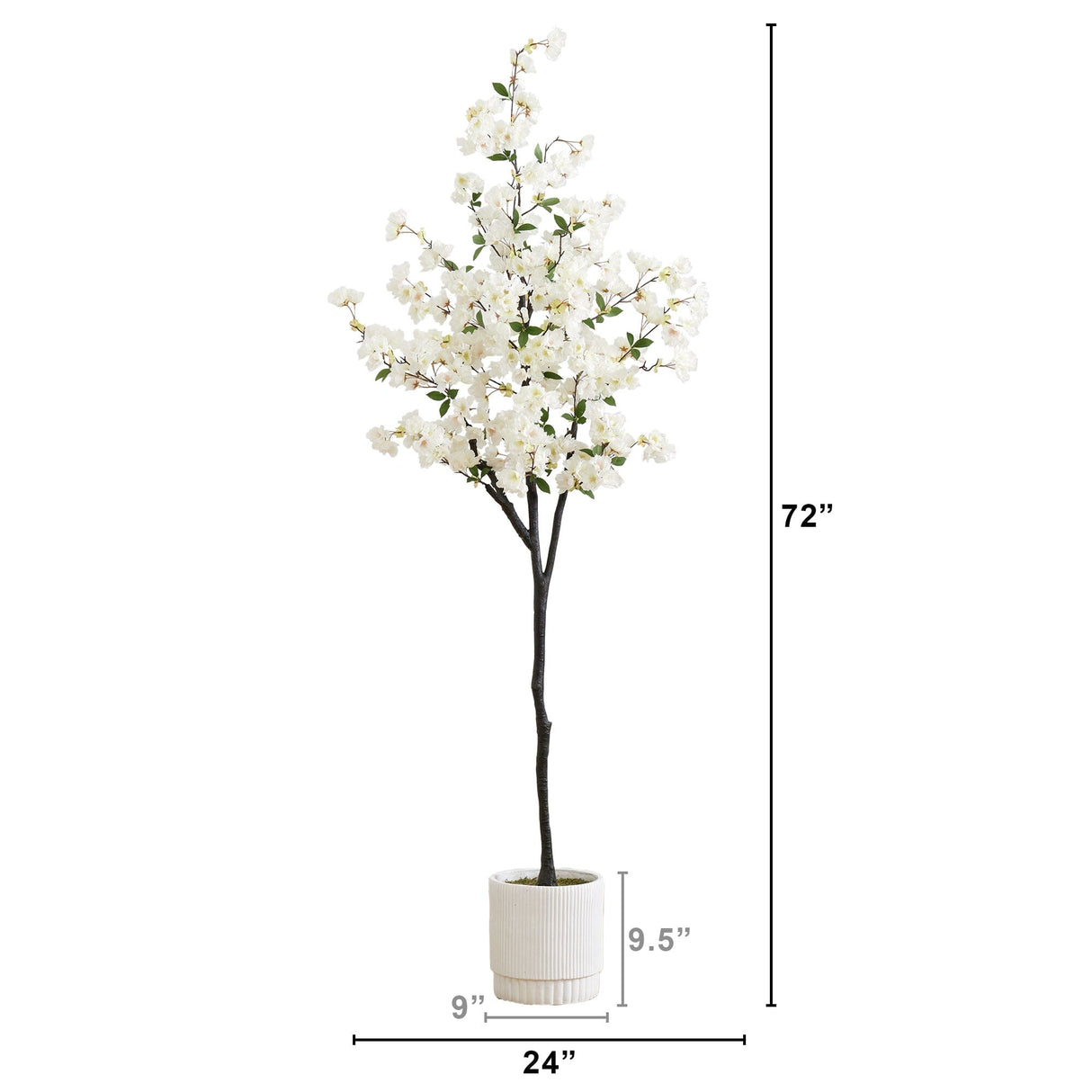 6’ Artificial Cherry Blossom Tree with White Decorative Planter-Tree-Parc Decor