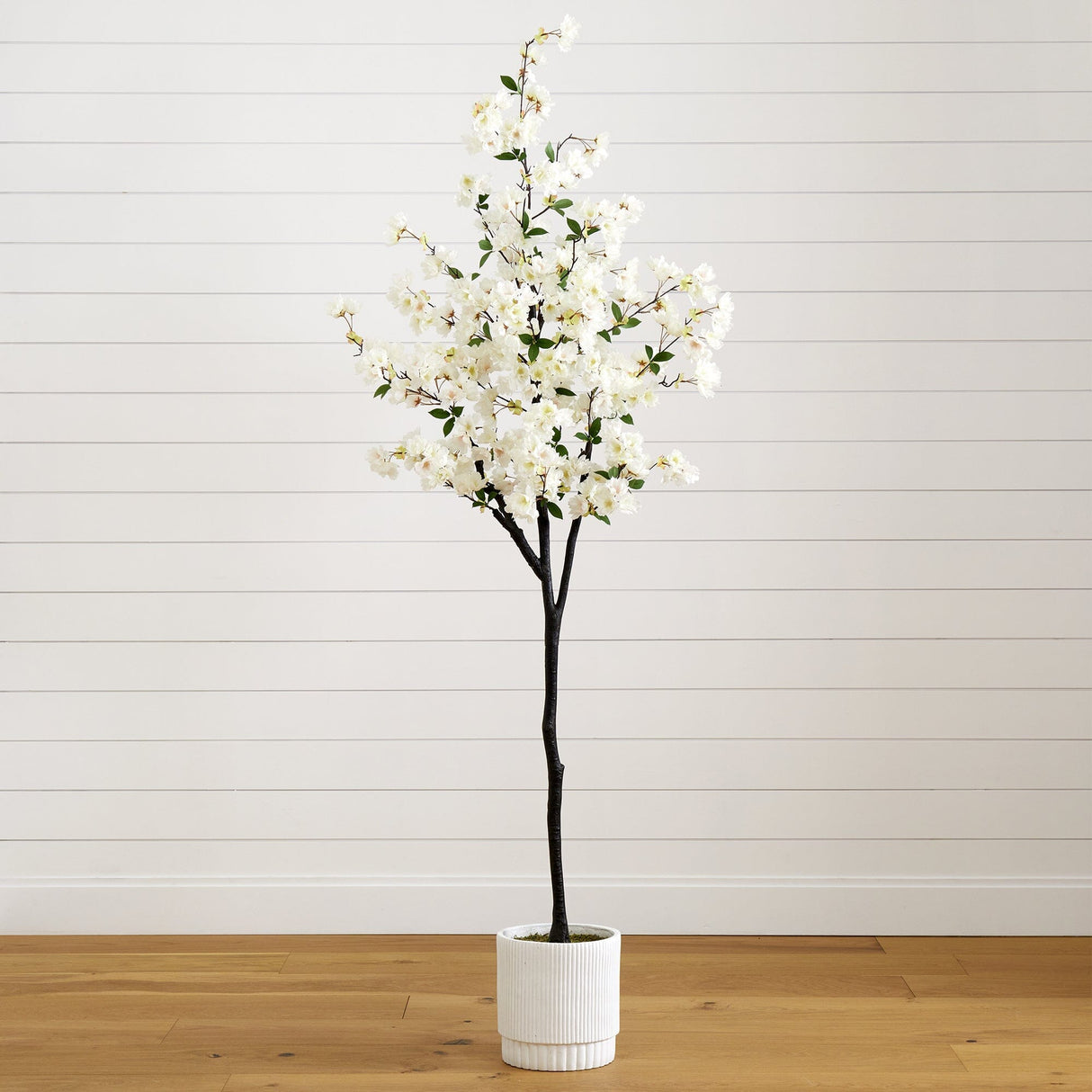 6’ Artificial Cherry Blossom Tree with White Decorative Planter-Tree-Parc Decor