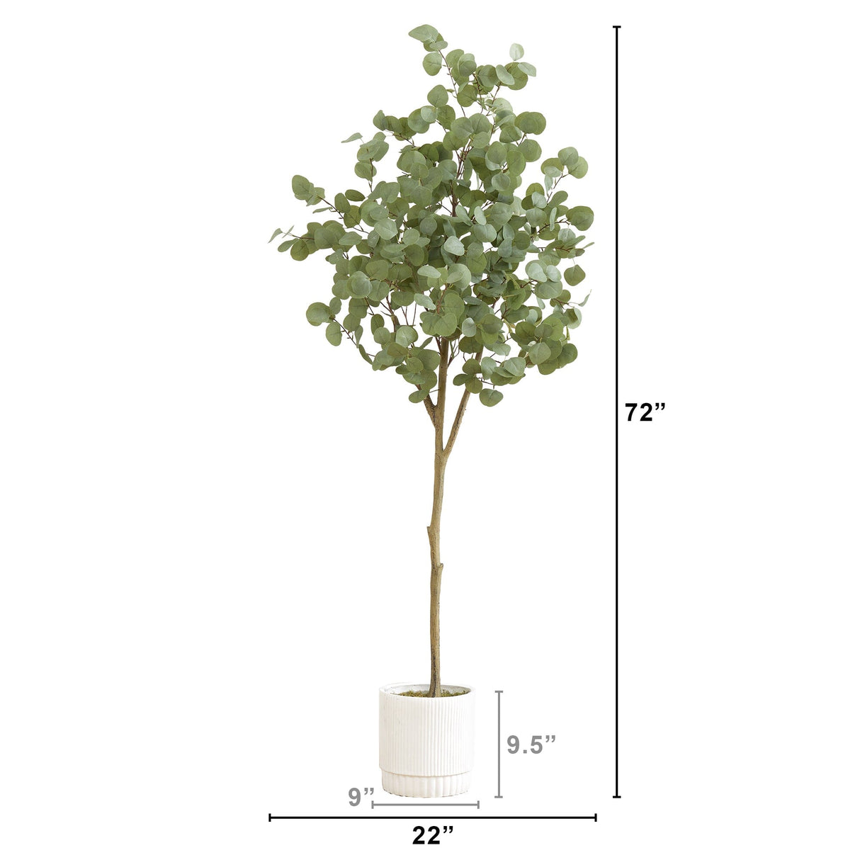 6’ Artificial Eucalyptus Tree with White Decorative Planter-Plant in Planter-Parc Decor