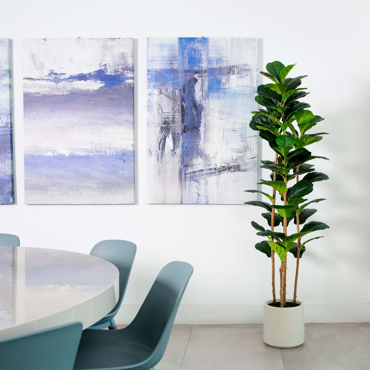 6’ Artificial Fiddle Leaf Tree in Decorative White Planter-Tree-Parc Decor