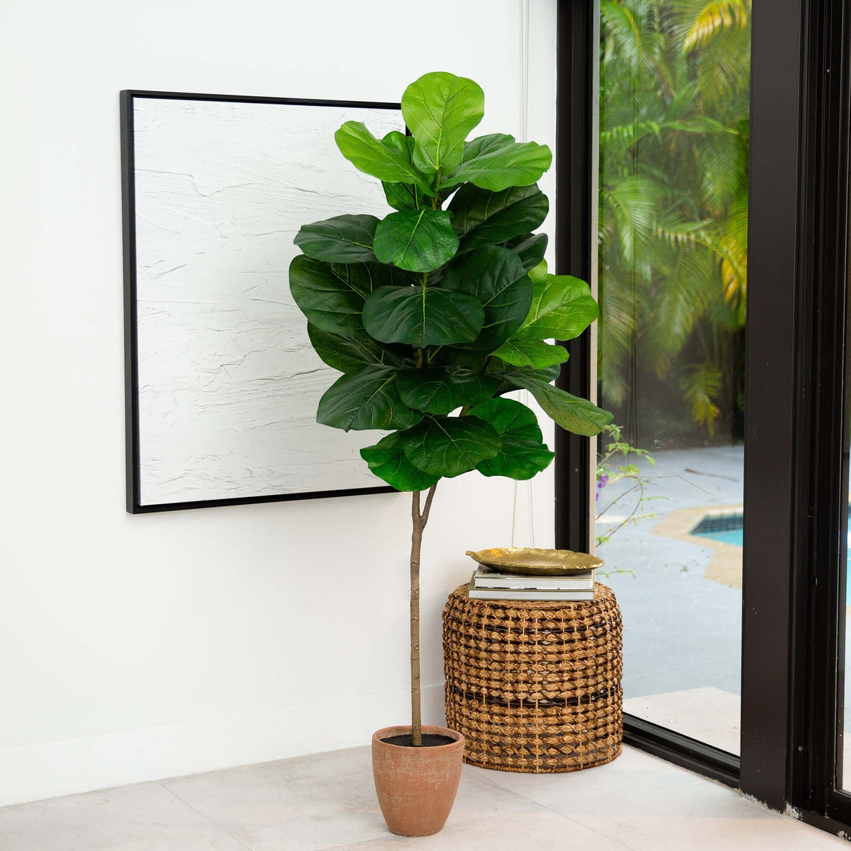 6’ Artificial Giant Leaf Fiddle Leaf Fig Tree in Decorative Planter with Real Touch Leaves-Tree-Parc Decor