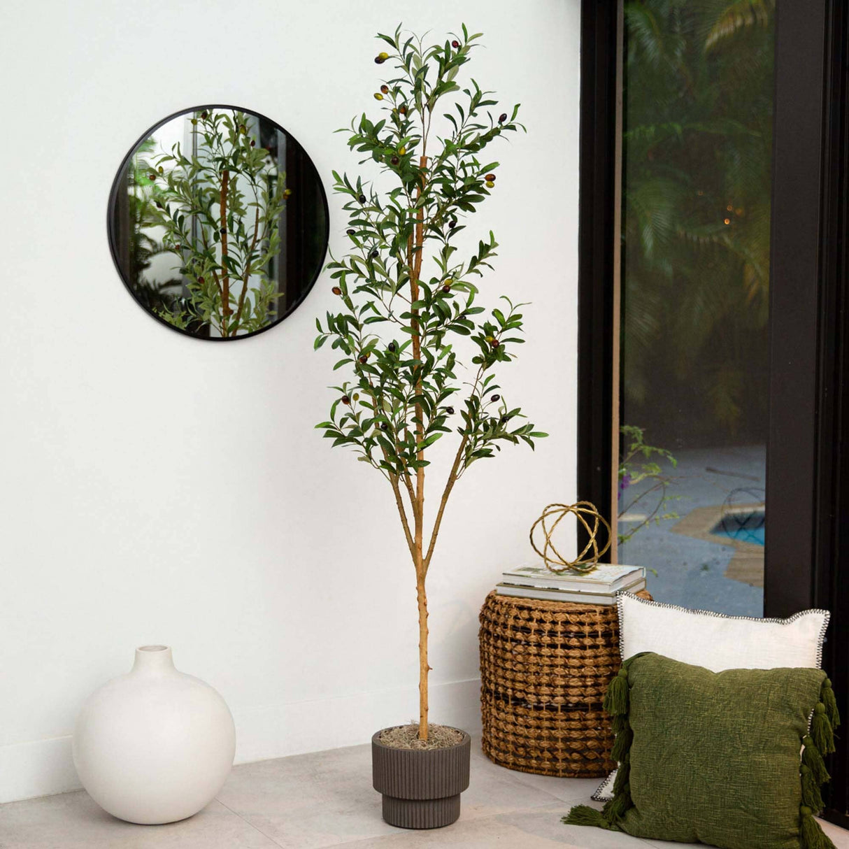 6’ Artificial Olive Tree with Natural Trunk-Tree-Parc Decor