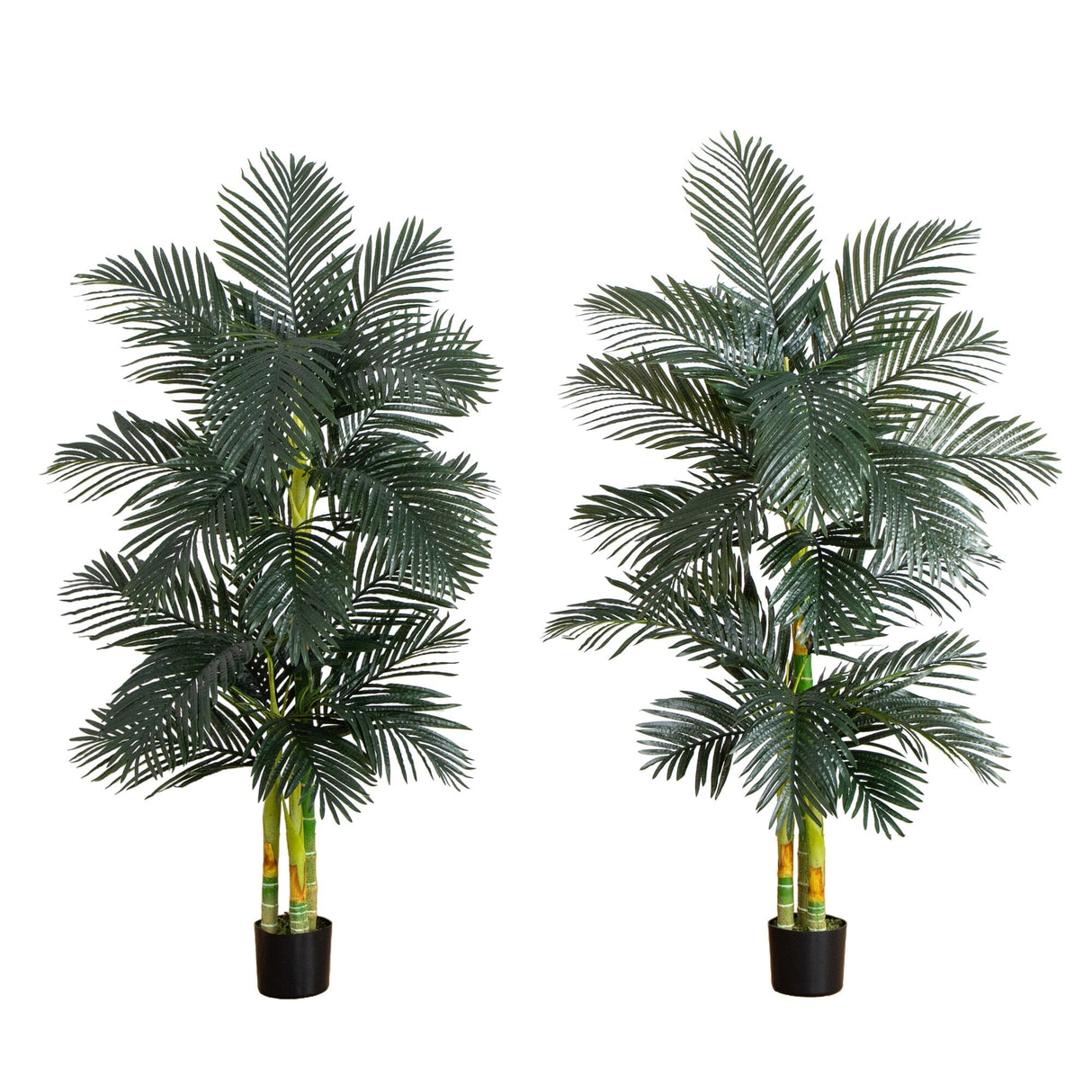 6’ Artificial Triple Stalk Golden Cane Palm Tree- Set of 2-Tree-Parc Decor