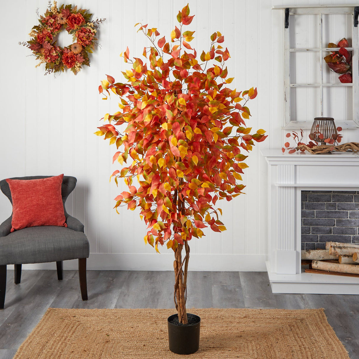 6’ Autumn Ficus Artificial Fall Tree-Tree-Parc Decor