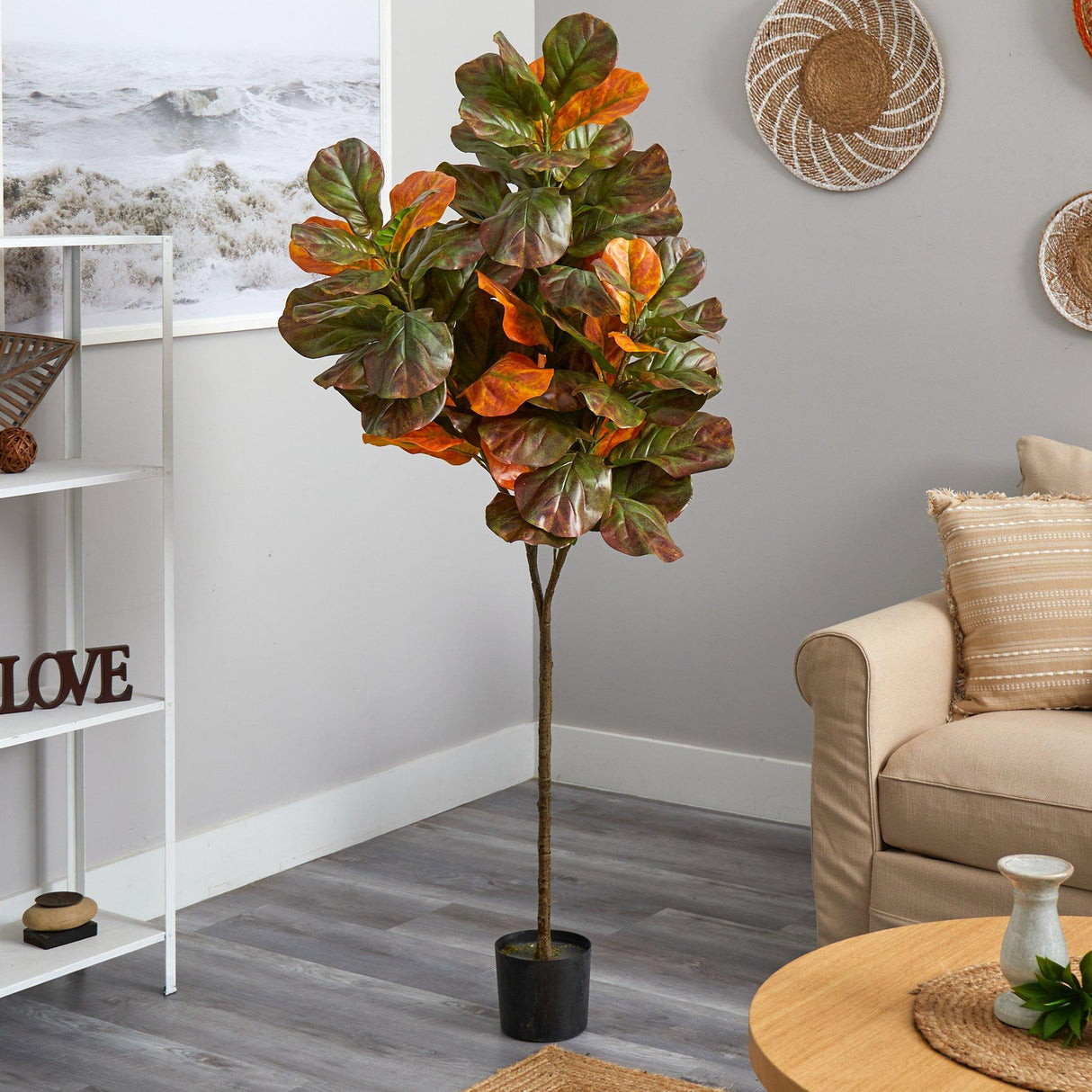 6’ Autumn Fiddle Leaf Artificial Tree-Tree-Parc Decor