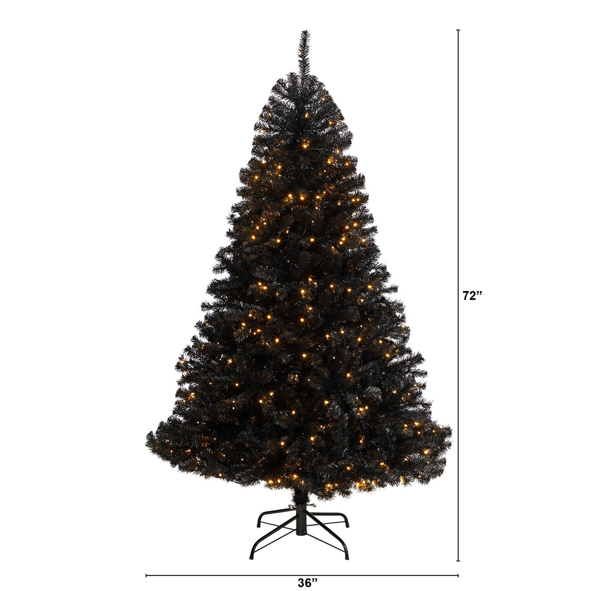 6’ Black Artificial Christmas Tree with 400 Clear LED Lights and 1036 Tips-Christmas Tree-Parc Decor