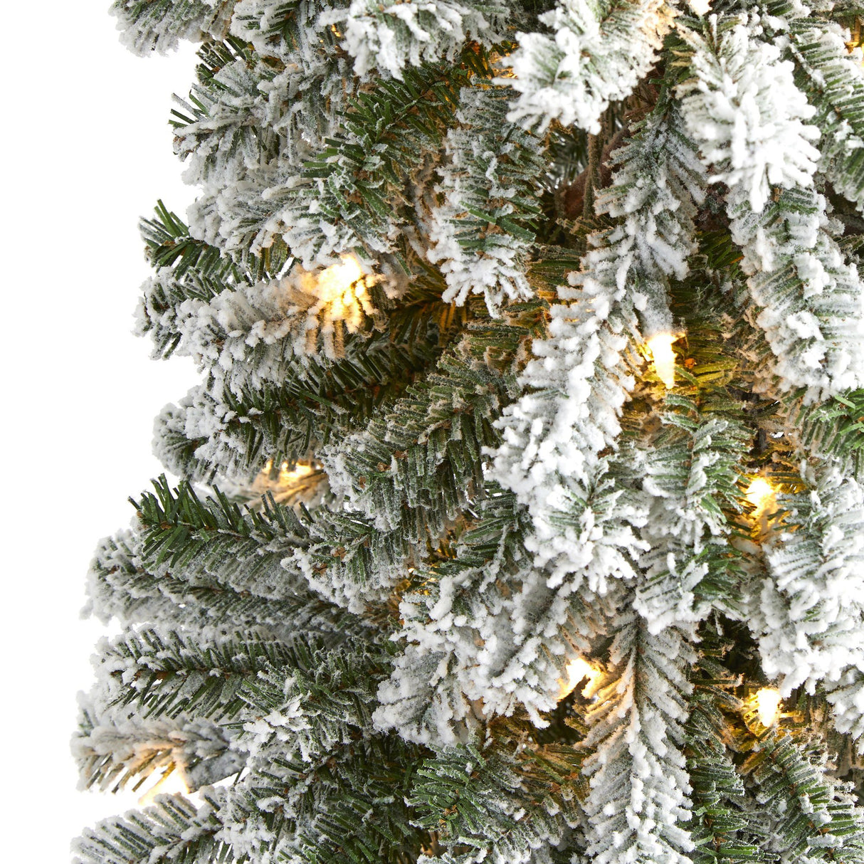 6’ Flocked Alpine Artificial Christmas Tree with 200 Lights and 580 Bendable Branches-Christmas Tree-Parc Decor