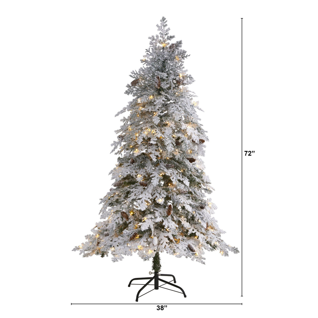 6' Flocked Montana Down Swept Spruce Artificial Christmas Tree with 250 Clear LED Lights-Christmas Tree-Parc Decor