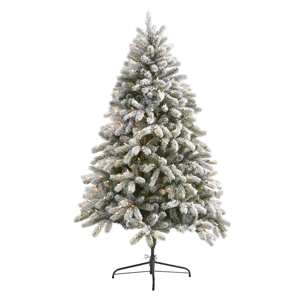 6’ Flocked South Carolina Spruce Artificial Christmas Tree with 450 Clear Lights and 925 Bendable Branches-Christmas Tree-Parc Decor