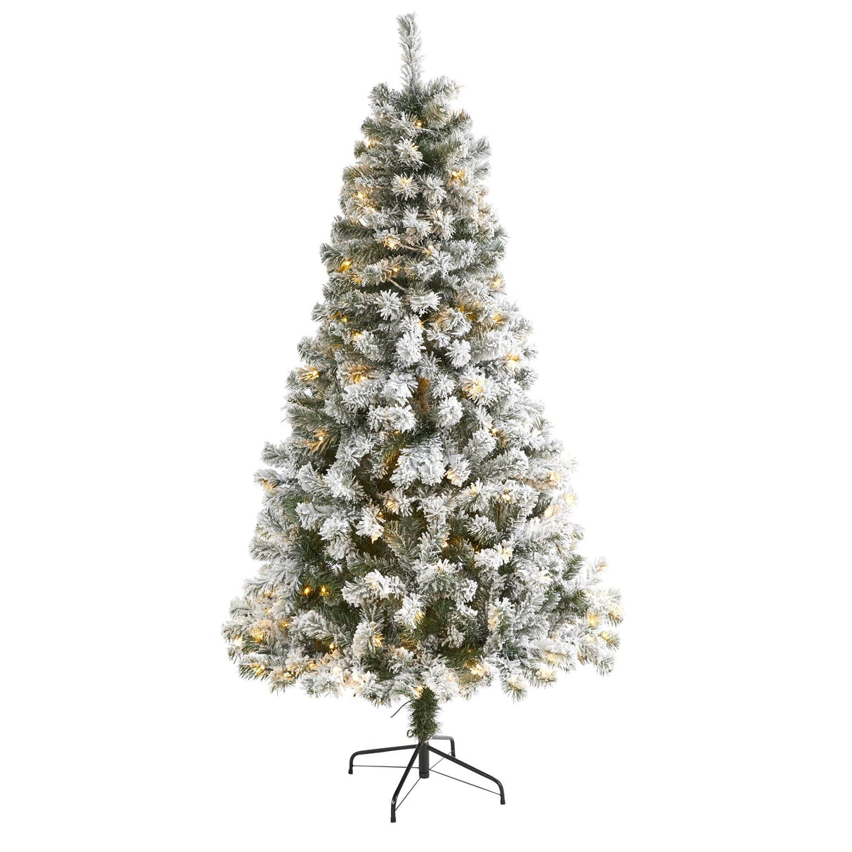 6' Flocked West Virginia Fir Artificial Christmas Tree with 250 Clear LED Lights-Christmas Tree-Parc Decor