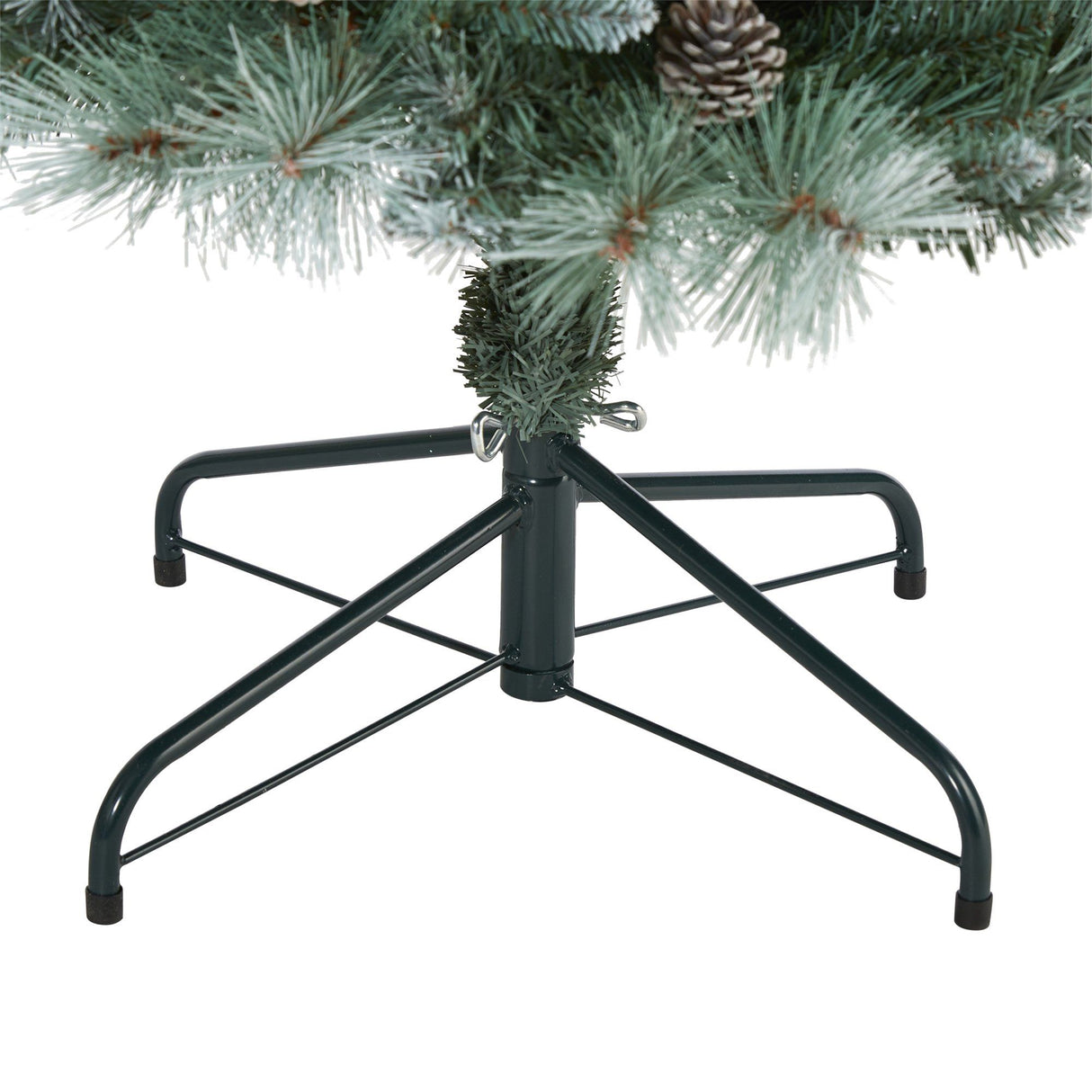 6’ Frosted Tip British Columbia Mountain Pine Artificial Christmas Tree with 250 Clear Lights, Pine Cones and 588 Bendable Branches-Christmas Tree-Parc Decor