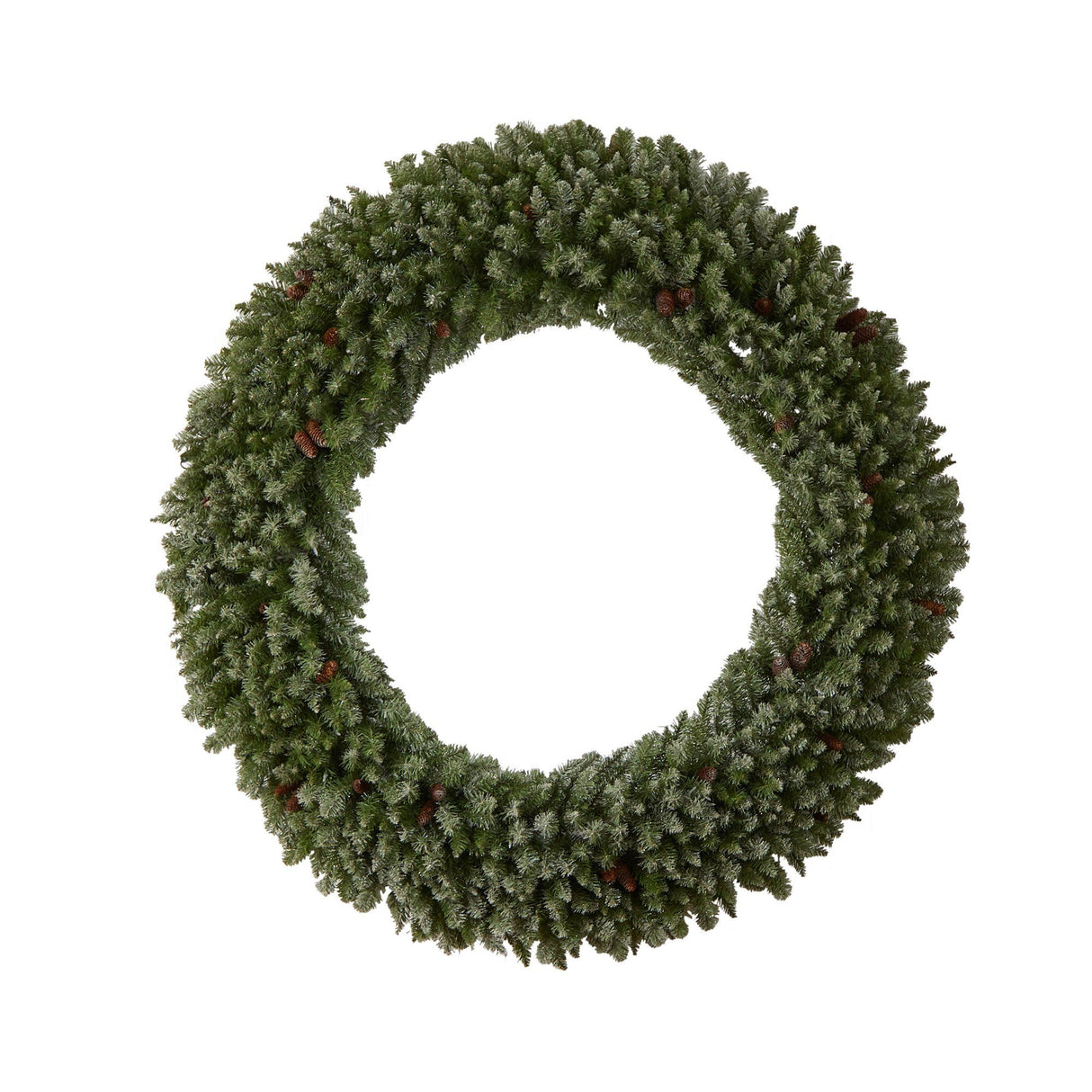 6’ Giant Flocked Christmas Wreath with Pinecones, 400 Clear LED Lights and 920 Bendable Branches-Wreath-Parc Decor