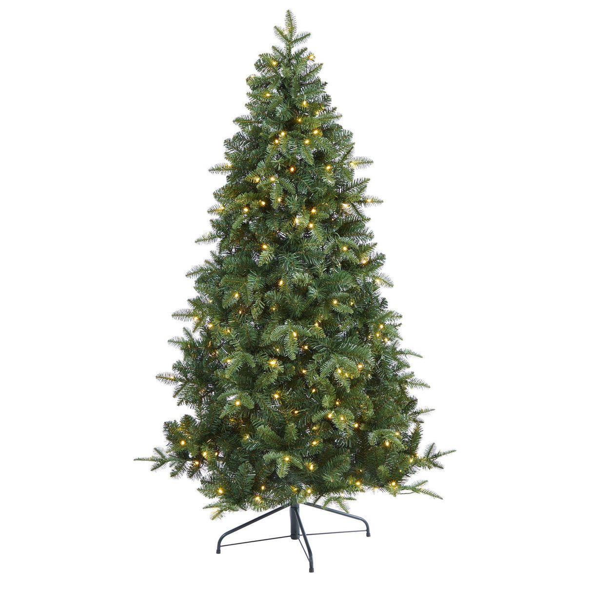 6’ Grand Teton Spruce Flat Back Artificial Christmas Tree with 180 Clear LED Lights and 727 Bendable Branches-Christmas Tree-Parc Decor