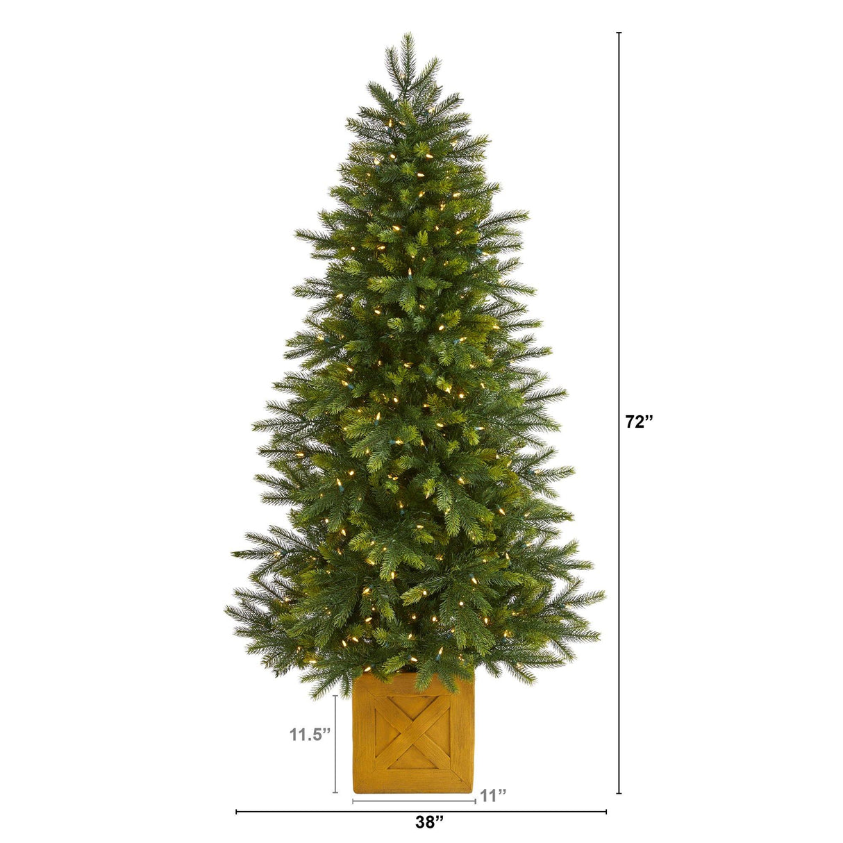 6' Manchester Fir Artificial Christmas Tree in Decorative Planter with 350 Clear Warm (Multifunction) LED Lights and 504 Bendable Branches-Christmas Tree-Parc Decor