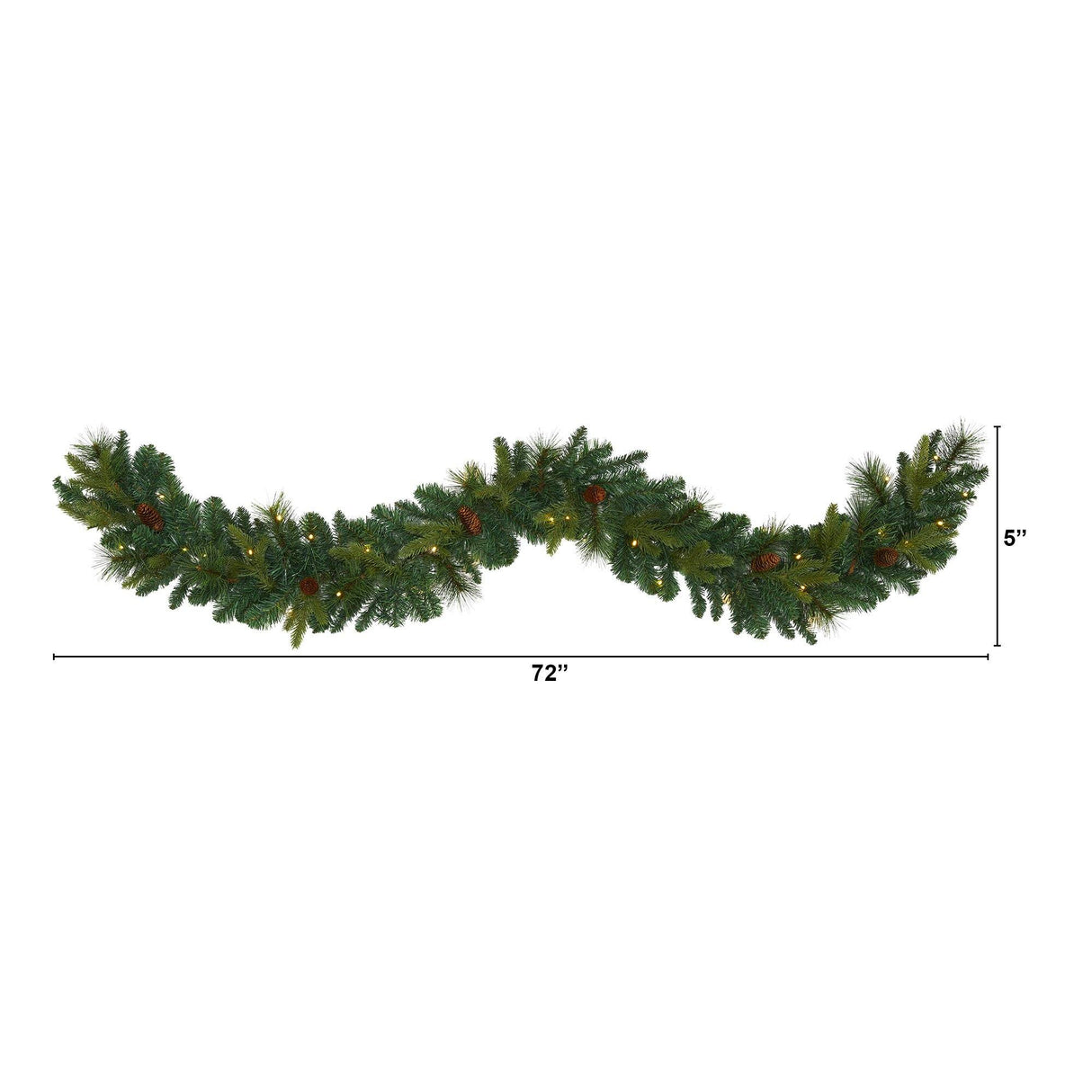 6’ Mixed Pine and Pinecone Artificial Garland with 35 Clear LED Lights-Garland-Parc Decor