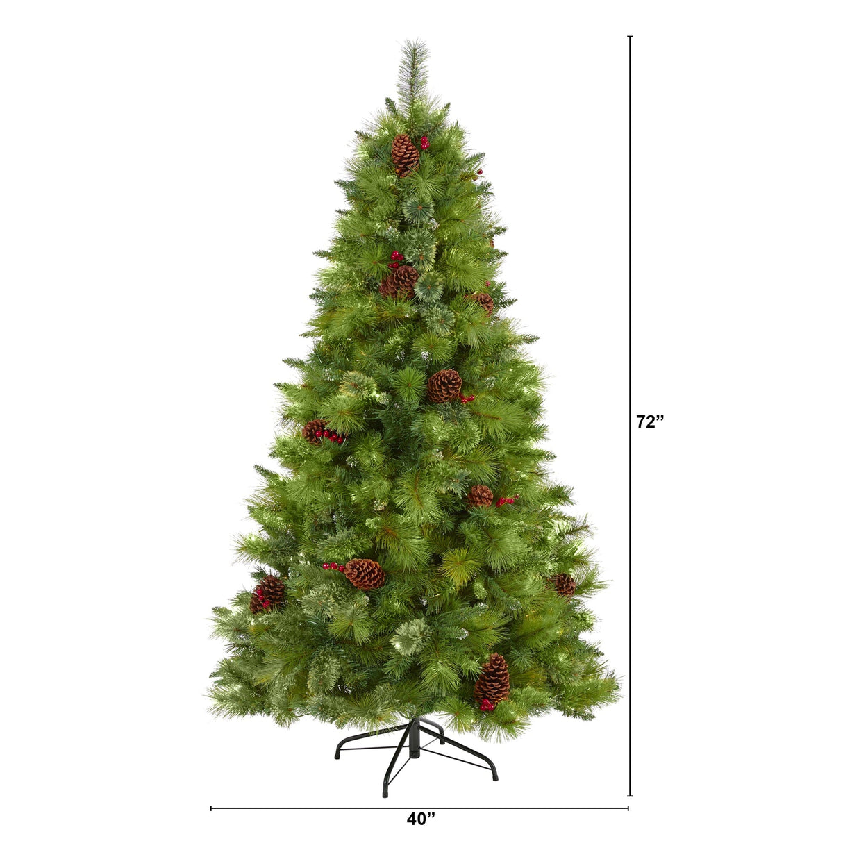 6’ Montana Mixed Pine Artificial Christmas Tree with Pine Cones, Berries and 814 Bendable Branches-Christmas Tree-Parc Decor