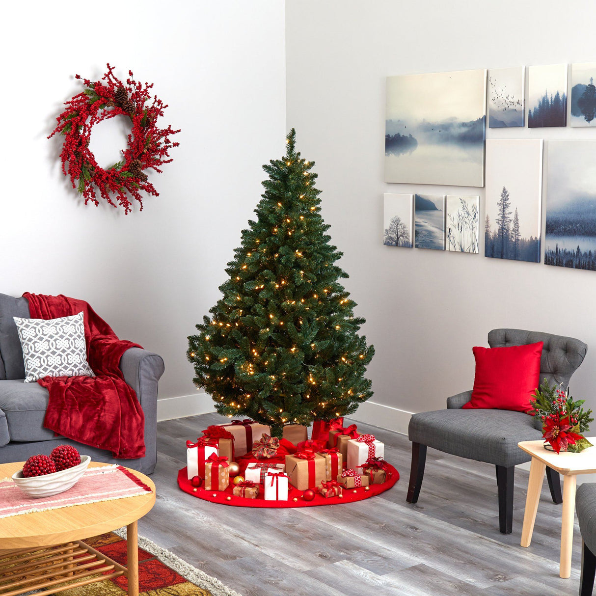 6’ Northern Rocky Spruce Artificial Christmas Tree with 300 Clear Lights and 838 Bendable Branches-Christmas Tree-Parc Decor