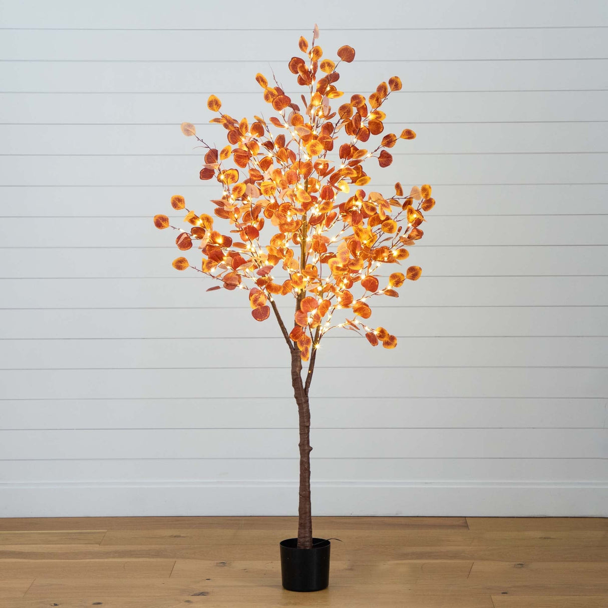 6’ Pre-Lit Autumn Eucalyptus Artificial Fall Tree with 300 Warm White LED Lights-Tree-Parc Decor