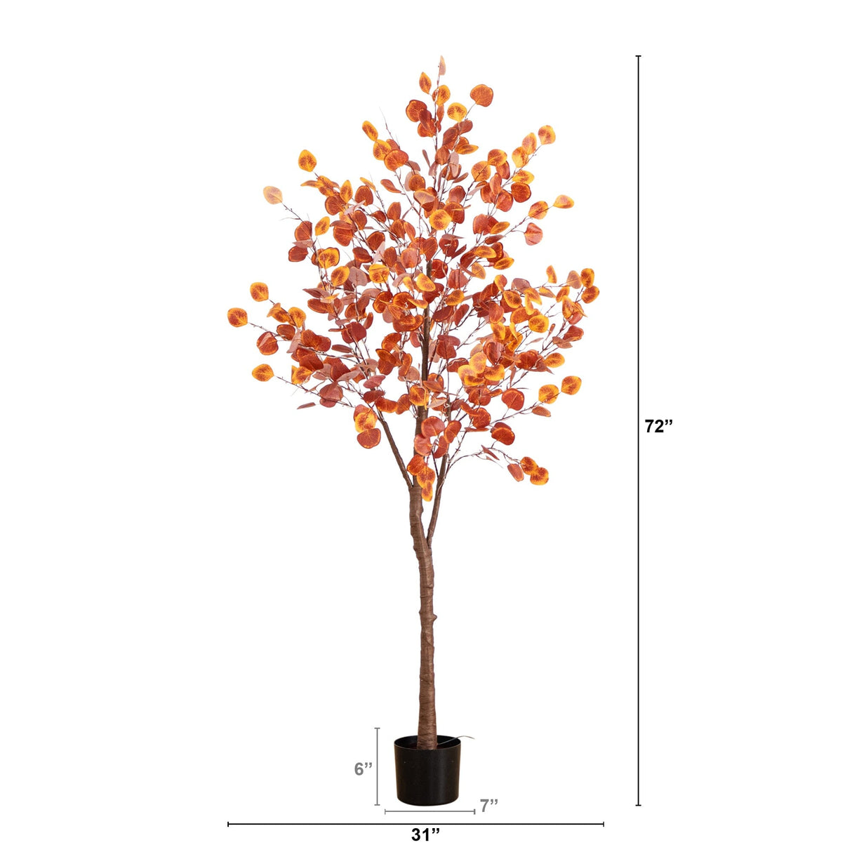 6’ Pre-Lit Autumn Eucalyptus Artificial Fall Tree with 300 Warm White LED Lights-Tree-Parc Decor
