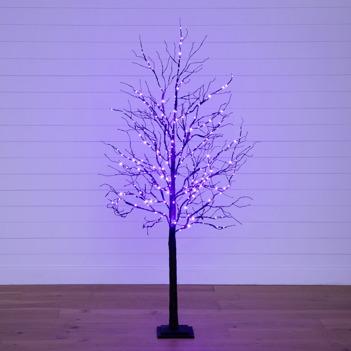 6’ Pre-Lit Halloween Deluxe Black Twig Artificial Tree with 156 Orange & Purple LED Lights-Tree-Parc Decor
