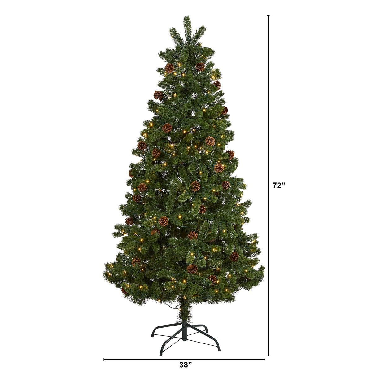 6' Rocky Mountain Spruce Artificial Christmas Tree with Pinecones and 250 Clear LED Lights-Christmas Tree-Parc Decor