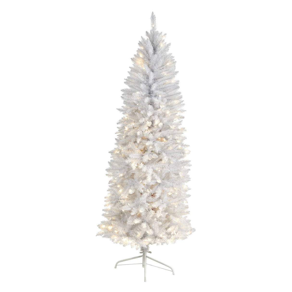 6’ Slim White Artificial Christmas Tree with 250 Warm White LED Lights and 743 Bendable Branches-Christmas Tree-Parc Decor