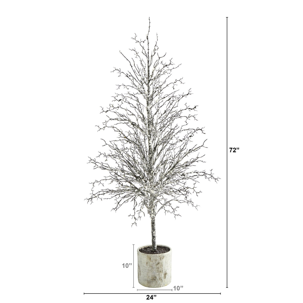 6’ Snowed Twig Artificial Christmas Tree in Decorative Planter-Christmas Tree-Parc Decor