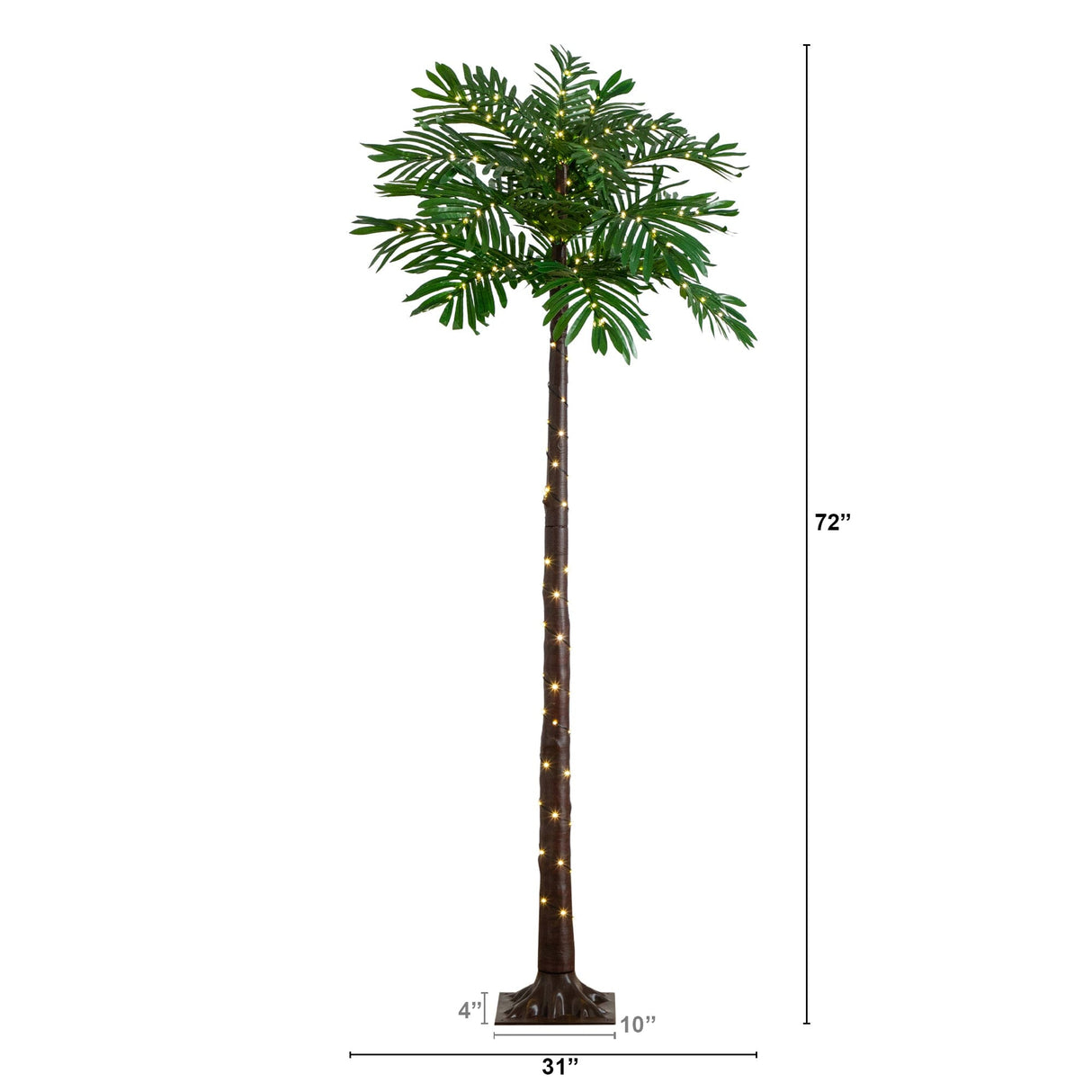 6’ UV Resistant Lighted Artificial Palm Tree with 206 Warm White LED Lights (Indoor/Outdoor)-Tree-Parc Decor