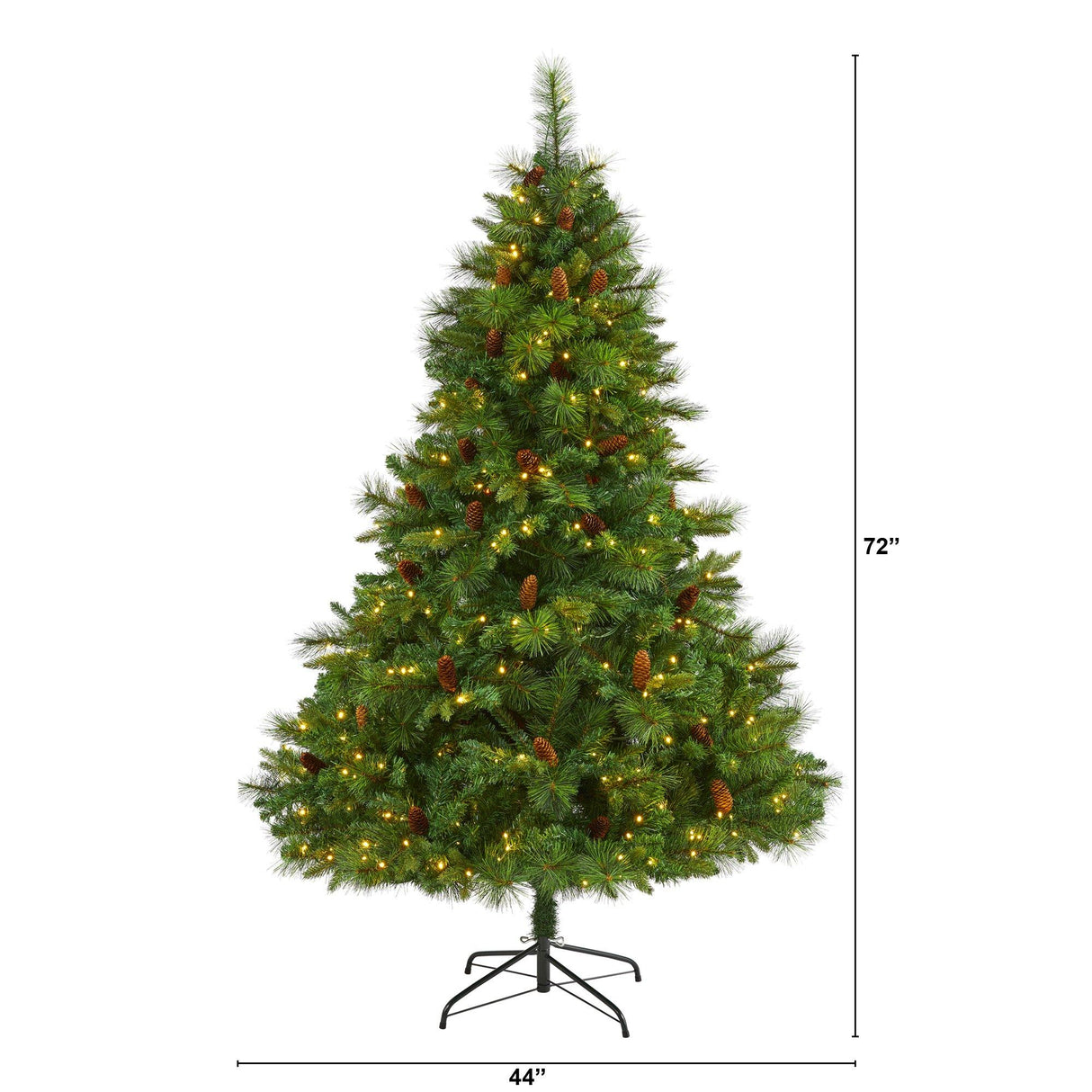 6’ West Virginia Full Bodied Mixed Pine Artificial Christmas Tree with 300 Clear LED Lights and Pine Cones-Christmas Tree-Parc Decor