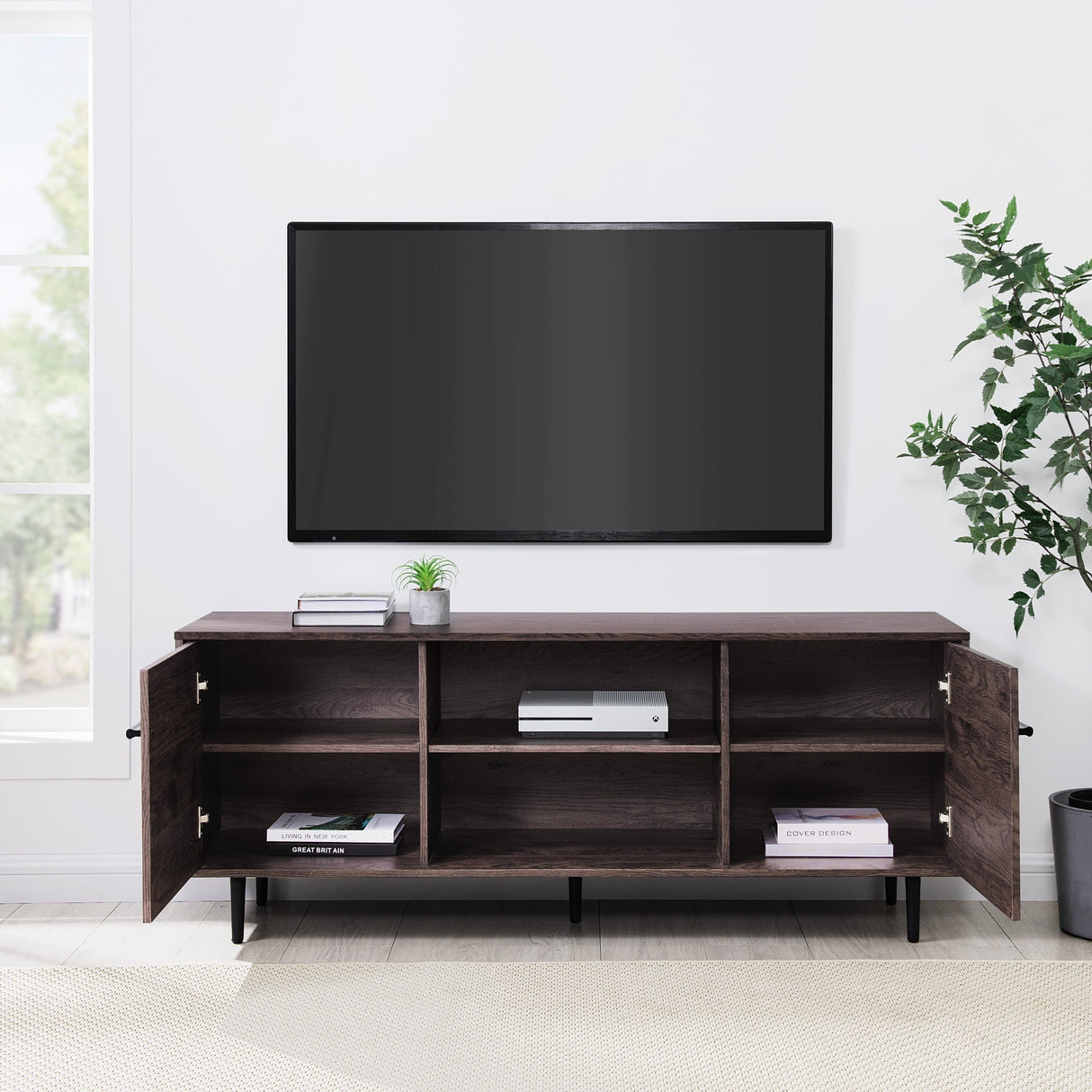 60" 2-Door Modern Media Console-Entertainment-Parc Decor