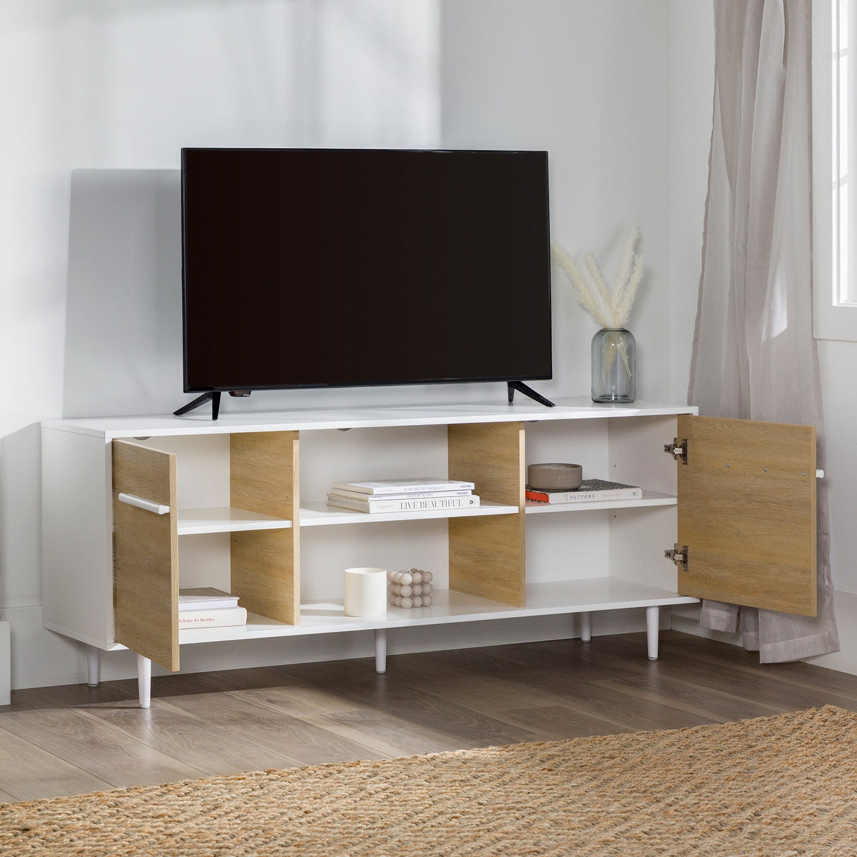 60" 2-Door Modern Media Console-Entertainment-Parc Decor