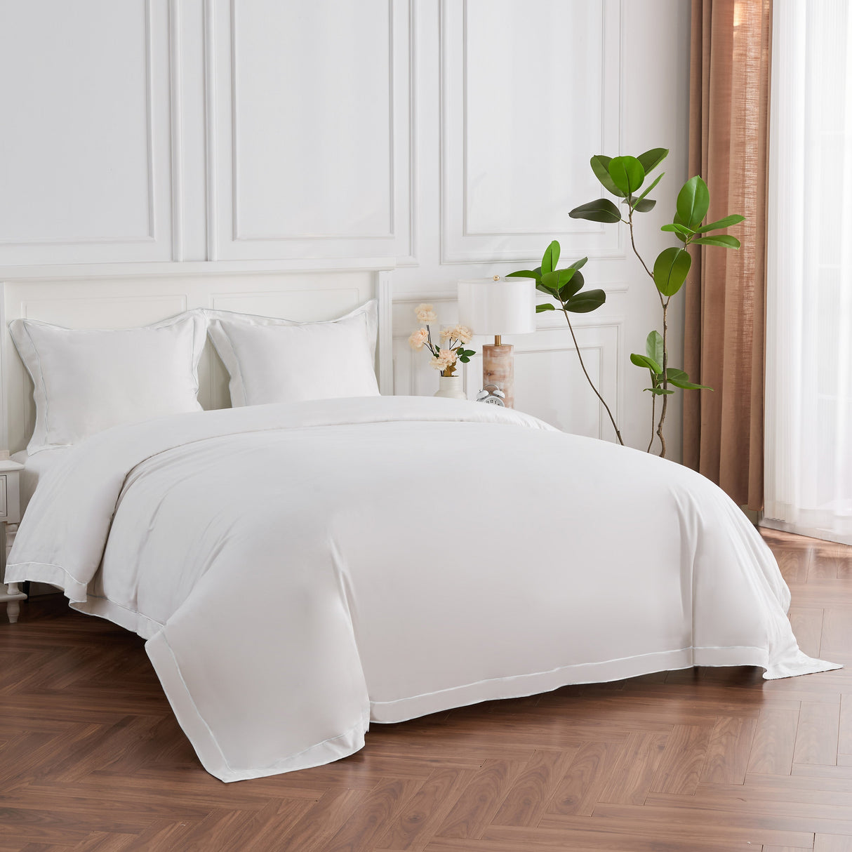 600 Thread Count Framed Sateen Embroidered Cotton Duvet Set-Duvet-Parc Decor