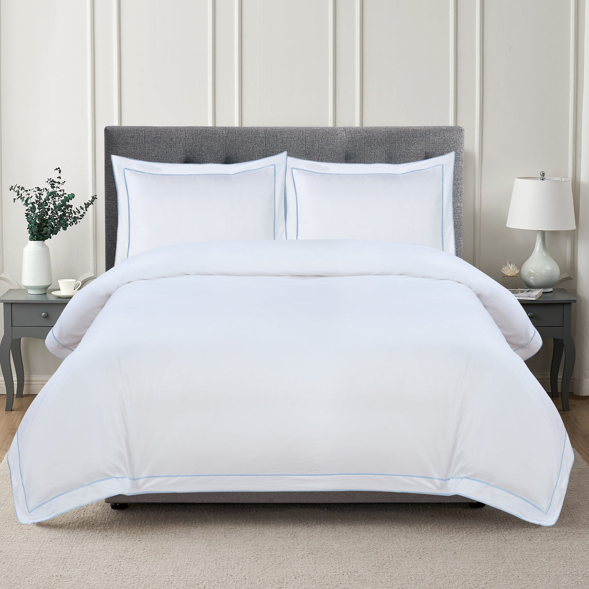 600 Thread Count Framed Sateen Embroidered Cotton Duvet Set-Duvet-Parc Decor