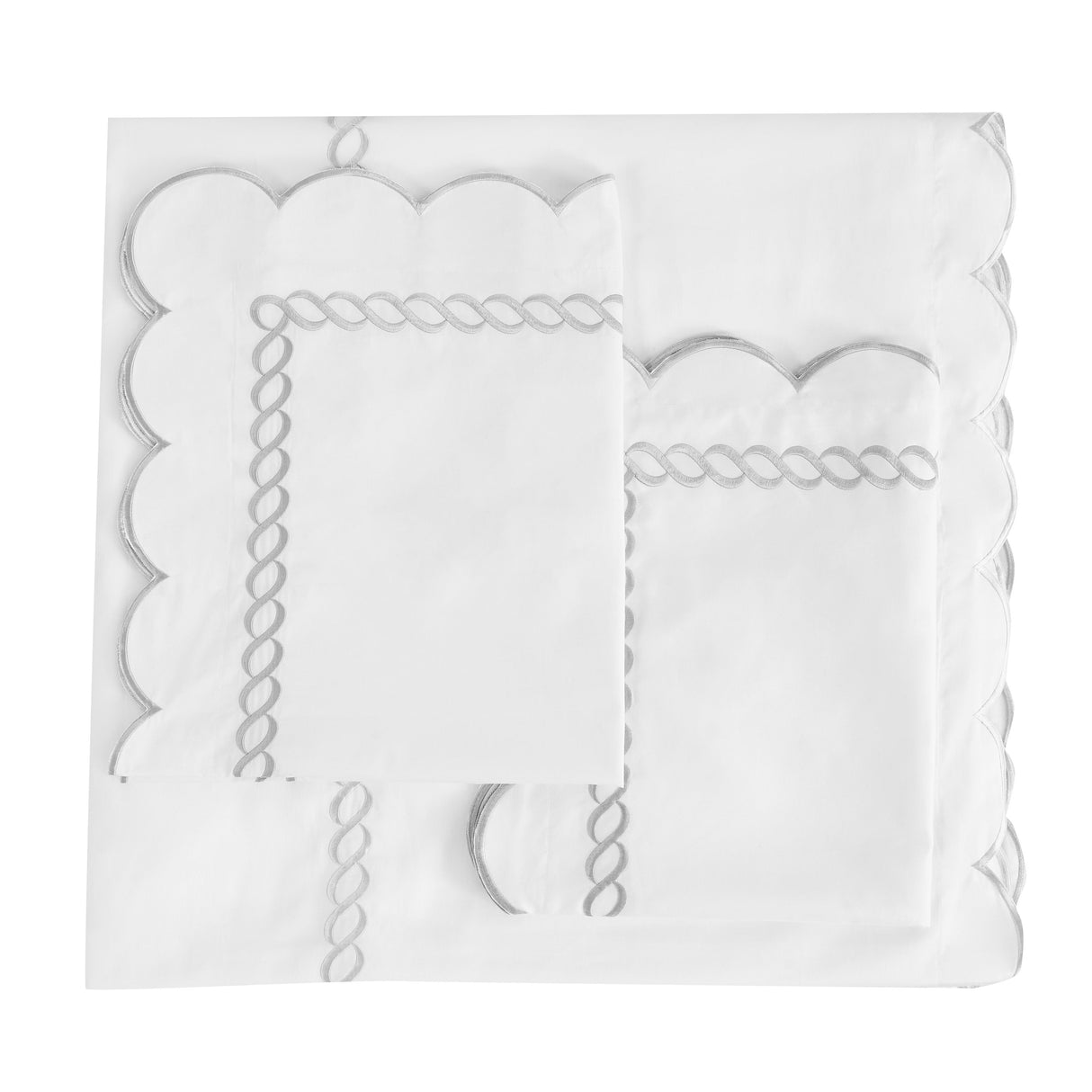 600 Thread Count Scallop Rope Embroidered Cotton Duvet Set