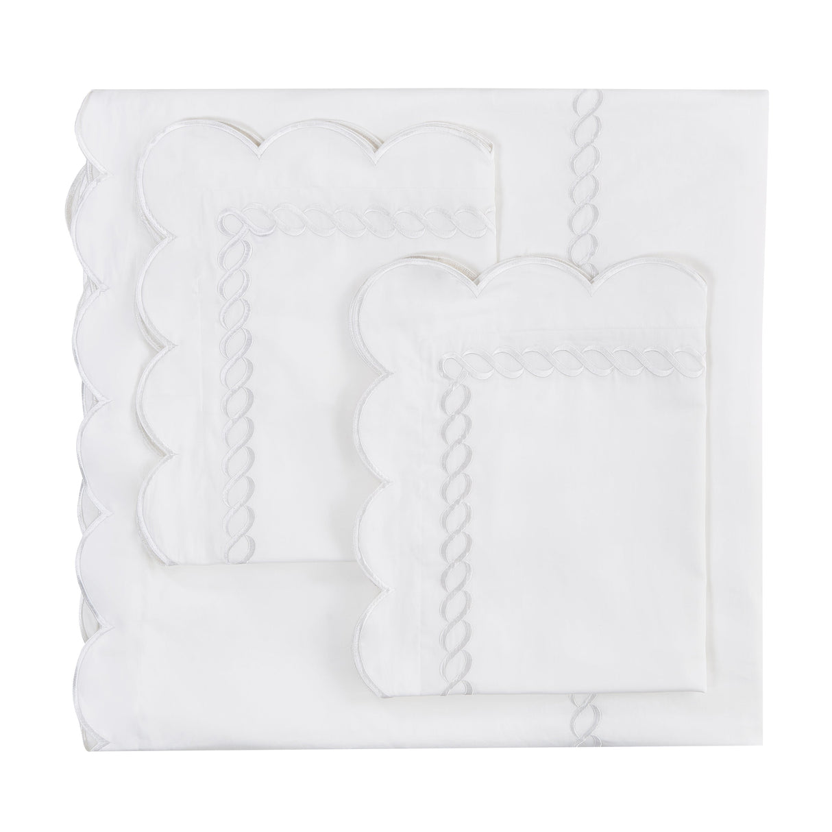 600 Thread Count Scallop Rope Embroidered Cotton Duvet Set