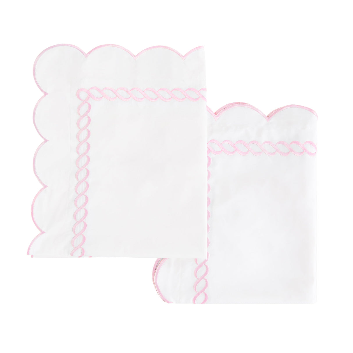 600 Thread Count Scallop Rope Embroidered Cotton Euro Sham Pair